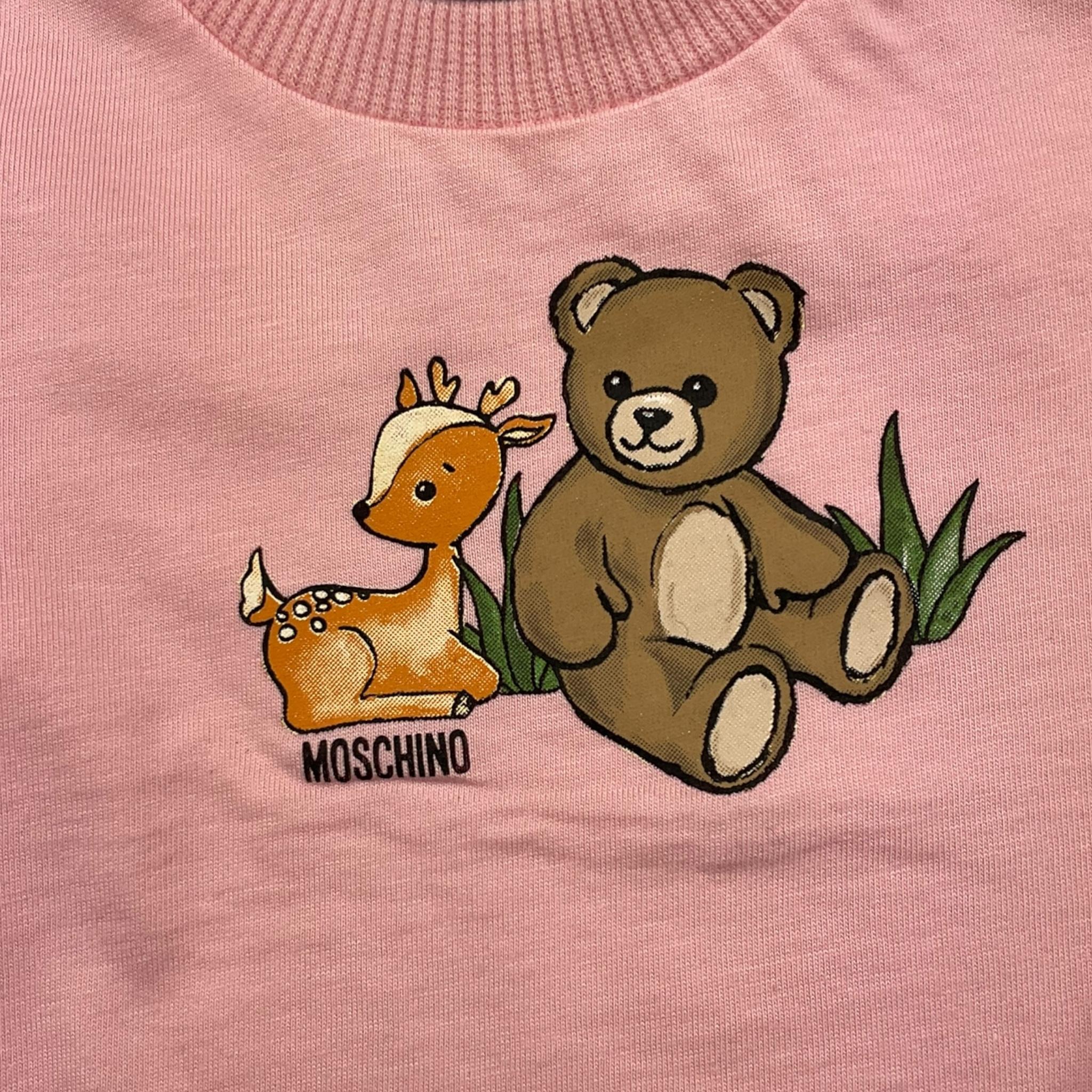MOSCHINO shirt girocollo tinta unita con stampa Rosa per Neonata MYO00R ROSA MOSCHINO