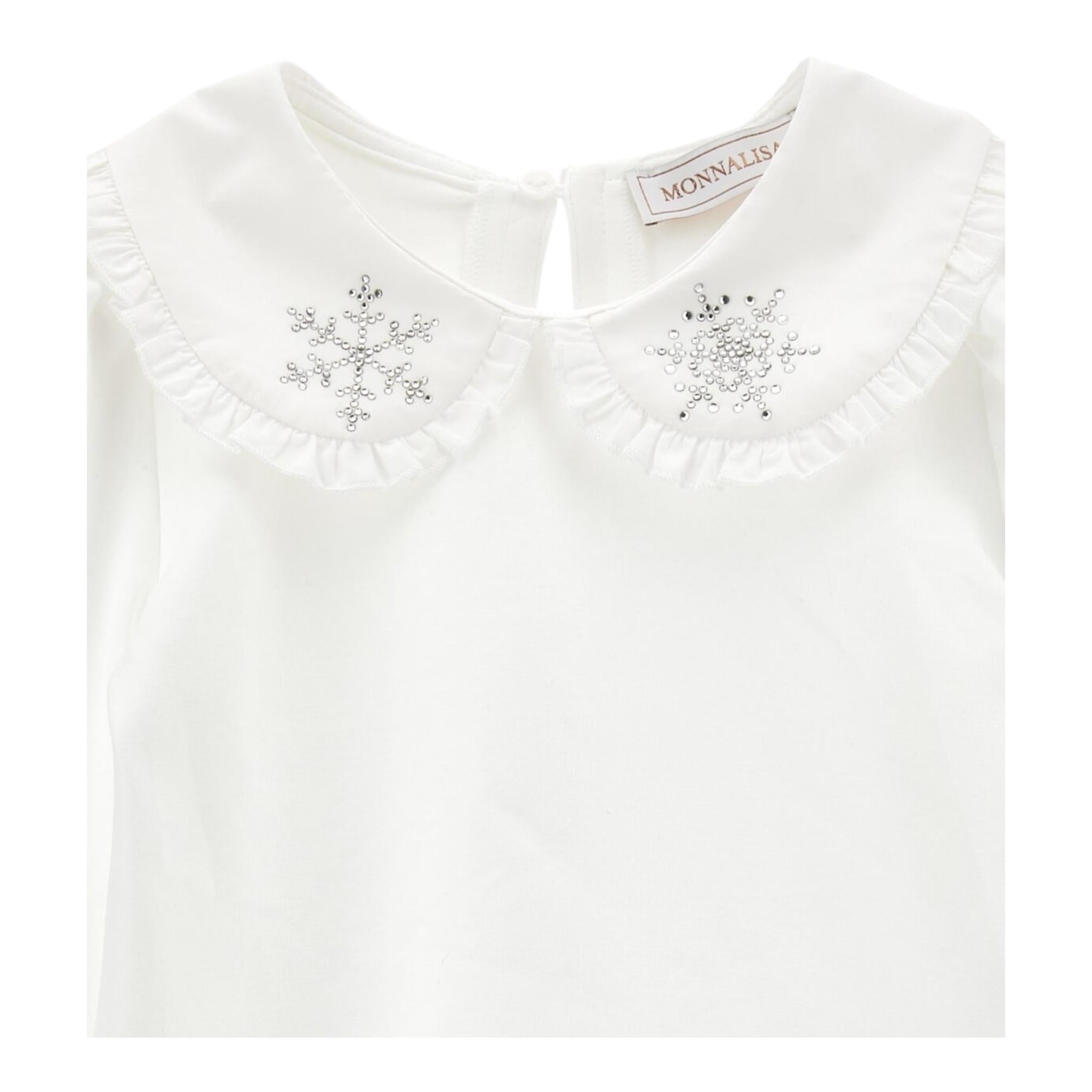 MONNALISA shirt tinta unita con colletto e applicazioni Bianco per Bambina 11D627J BIANCO MONNALISA