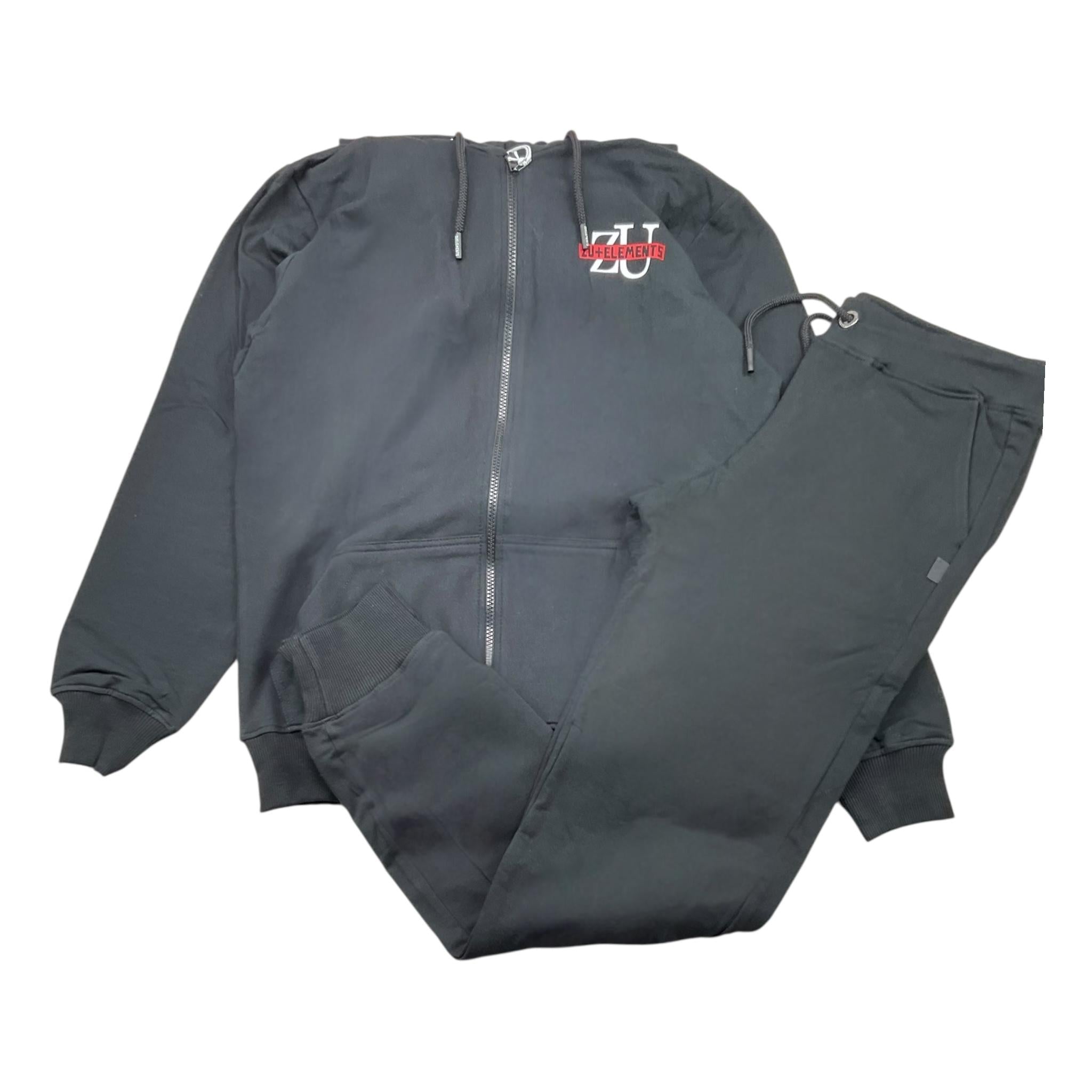 ZU+ELEMENTS completo 2pz felpa-pantalone tinta unita Nero per Bambino ZU1715 NERO ZU+ELEMENTS