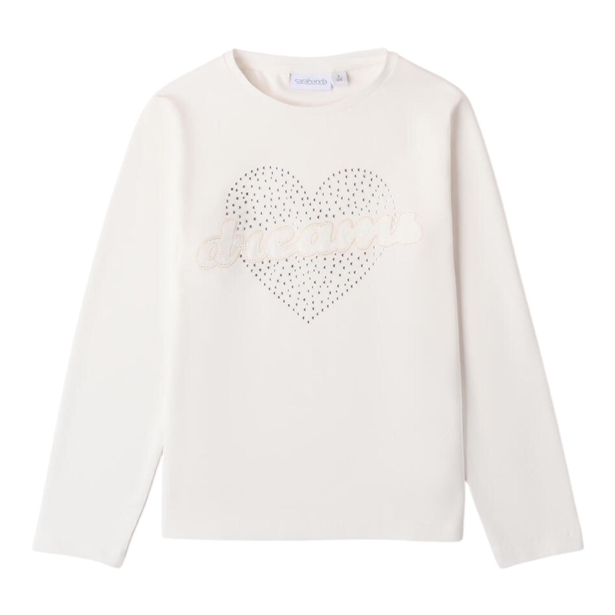 SARABANDA shirt girocollo tinta unita stampa brillantinata Bianco per Bambina 0A755 BIANCO SARABANDA
