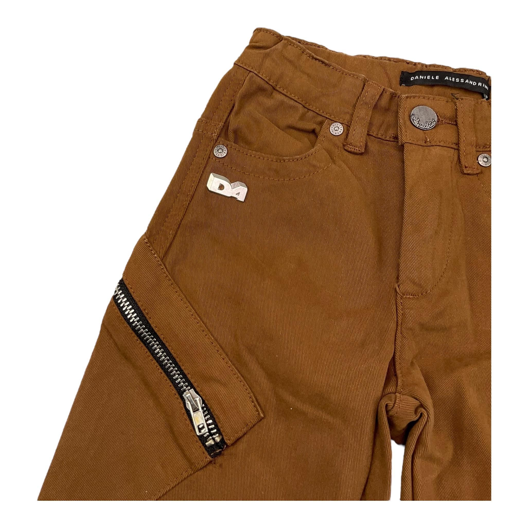 DANIELE ALESSANDRINI pantalone tinta unita con zip Marrone per Bambino 1231P00025 MARRONE DANIELE ALESSANDRINI