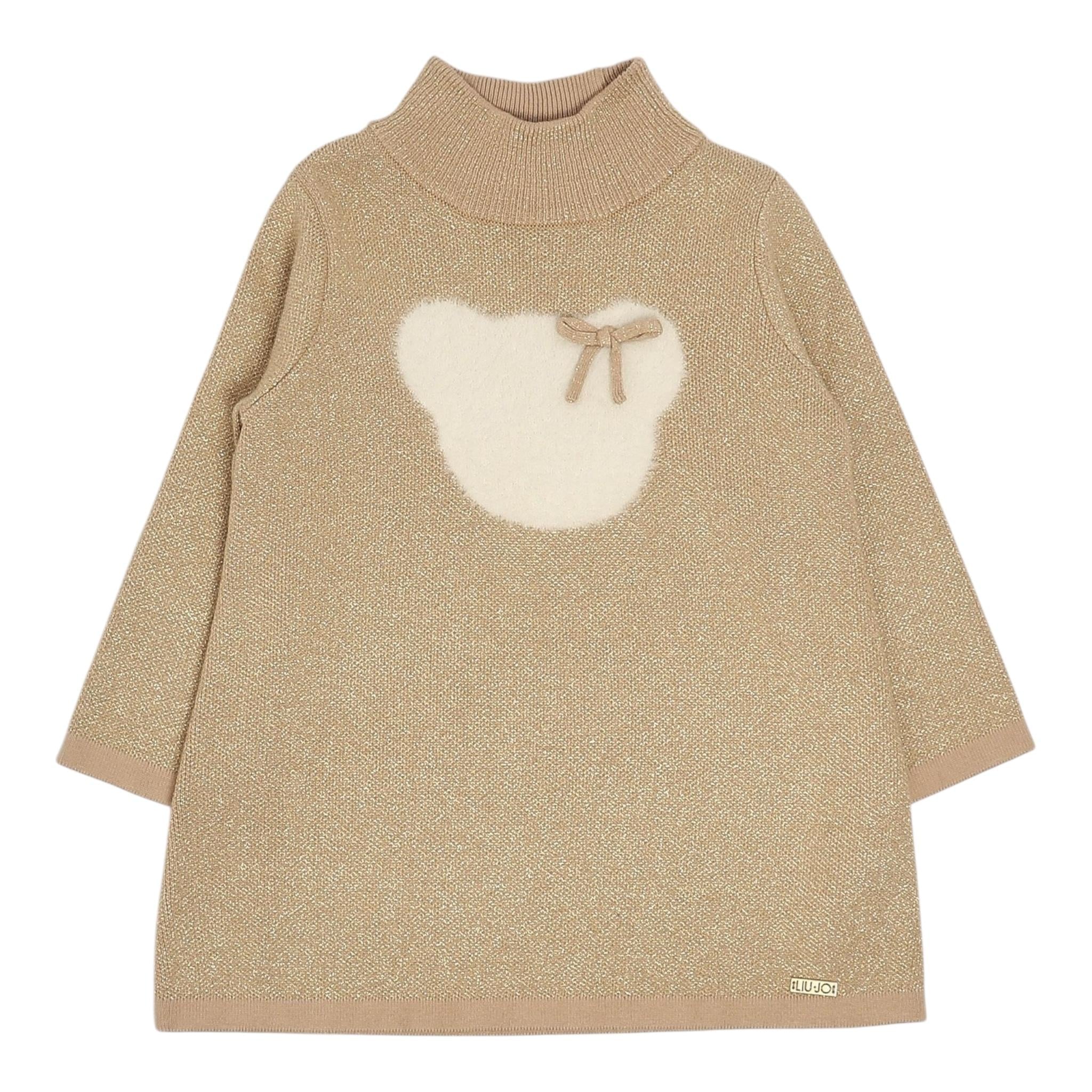 LIU JO abito in maglia collo alto tinta unita con stampa Oro per Bambina KF4071XX ORO LIU JO