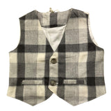 MINI BANDA gilet tinta unita con fantasia a quadri Grigio per Neonato GIL0094 GRIGIO MINI BANDA