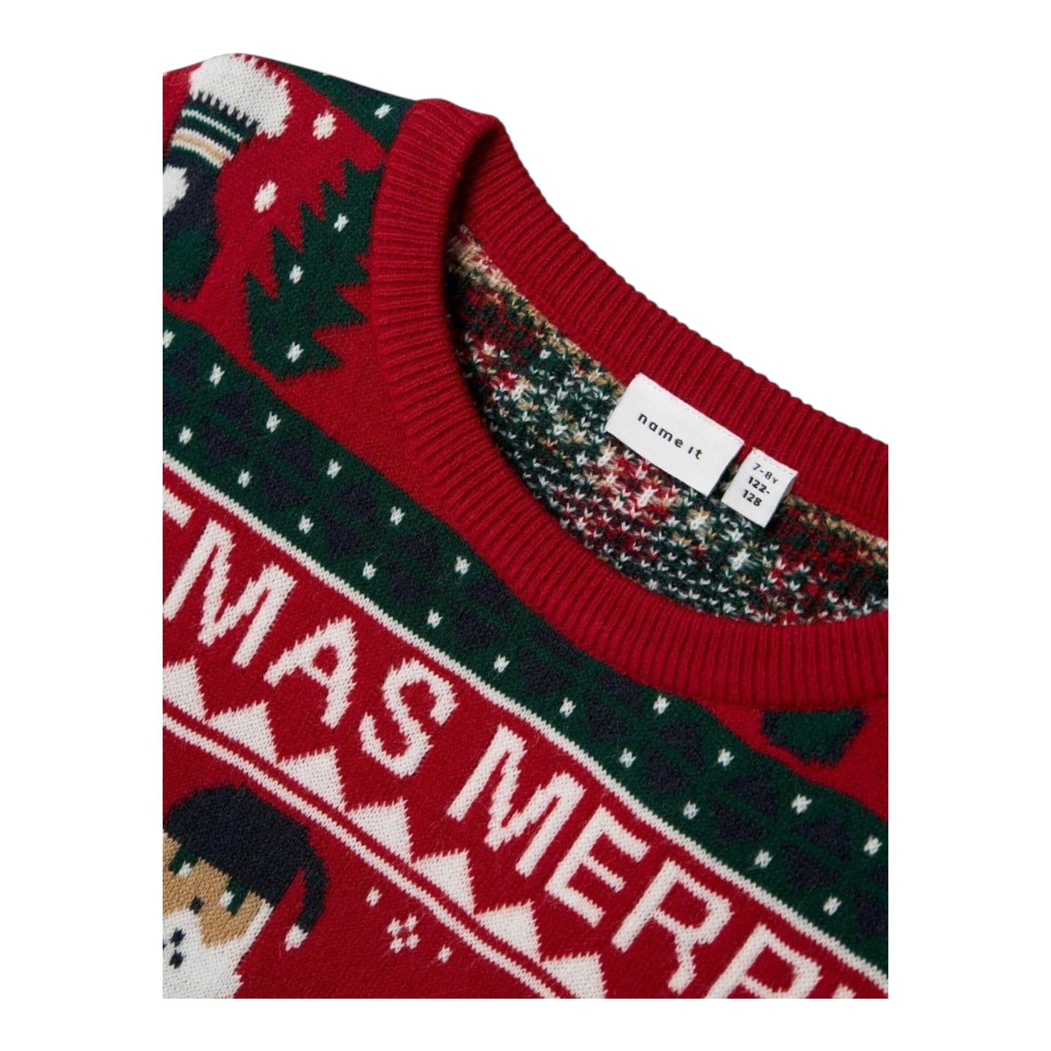 NAME IT maglia girocollo tinta unita con stampa natalizia Rosso per Bambino 13234471 ROSSO NAME IT