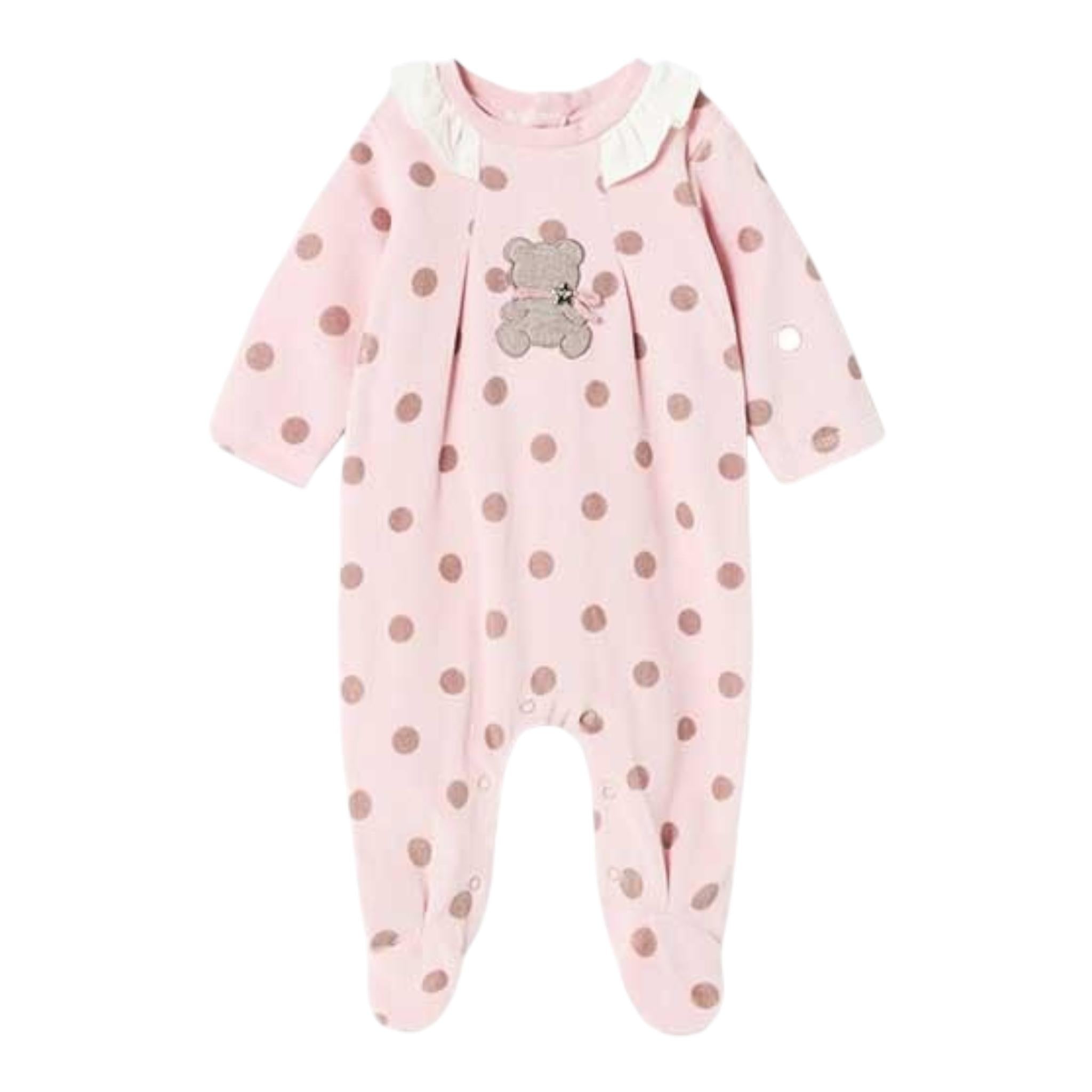 MAYORAL tutina tinta unita con fantasia a pois in ciniglia Rosa per Neonata 2737 ROSA MAYORAL