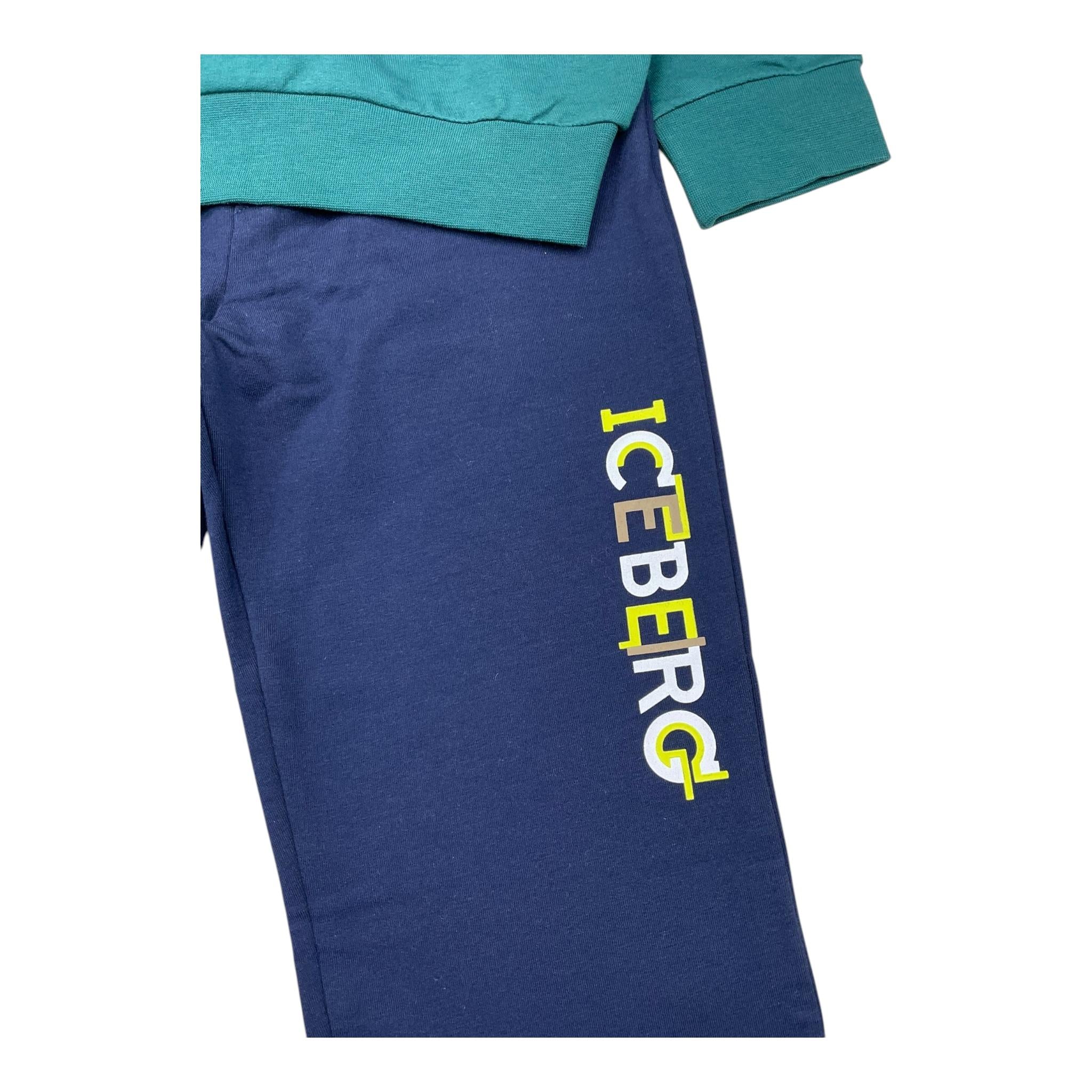 ICEBERG completo tuta 2pz bicolore felpa-pantalone Verde/blu per Bambino CFICE5300NB VERDE/BLU ICEBERG
