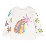 STELLA McCARTNEY felpa chiusa gircollo tinta unita con stampa in contrasto Bianco per Bambina V4120 BIANCO STELLA McCARTNEY