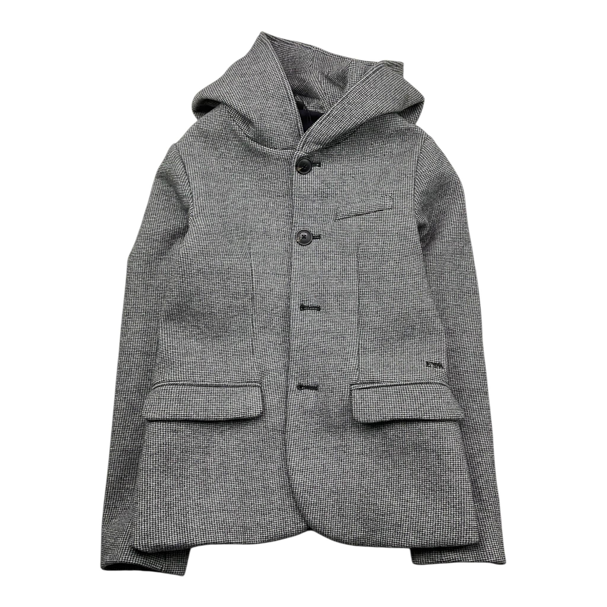 EMPORIO ARMANI cappotto tinta unita con cappuccio microfantasia Grigio per Bambino 6K4GJ4 GRIGIO EMPORIO ARMANI
