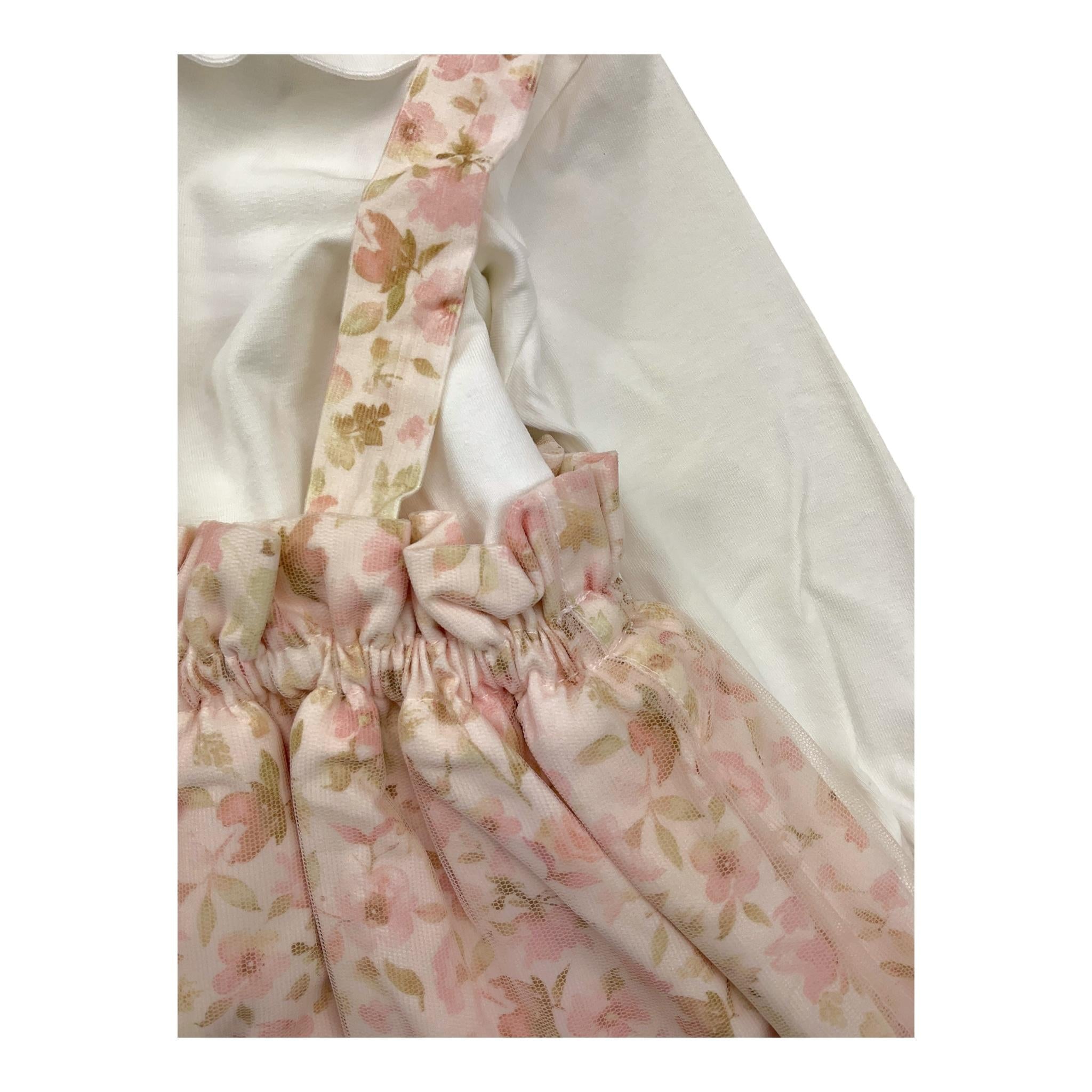 BARCELLINO completo 2pz bicolore salopette-camicia body Bianco/rosa per Neonata 115804 BAINCO/ROSA BARCELLINO