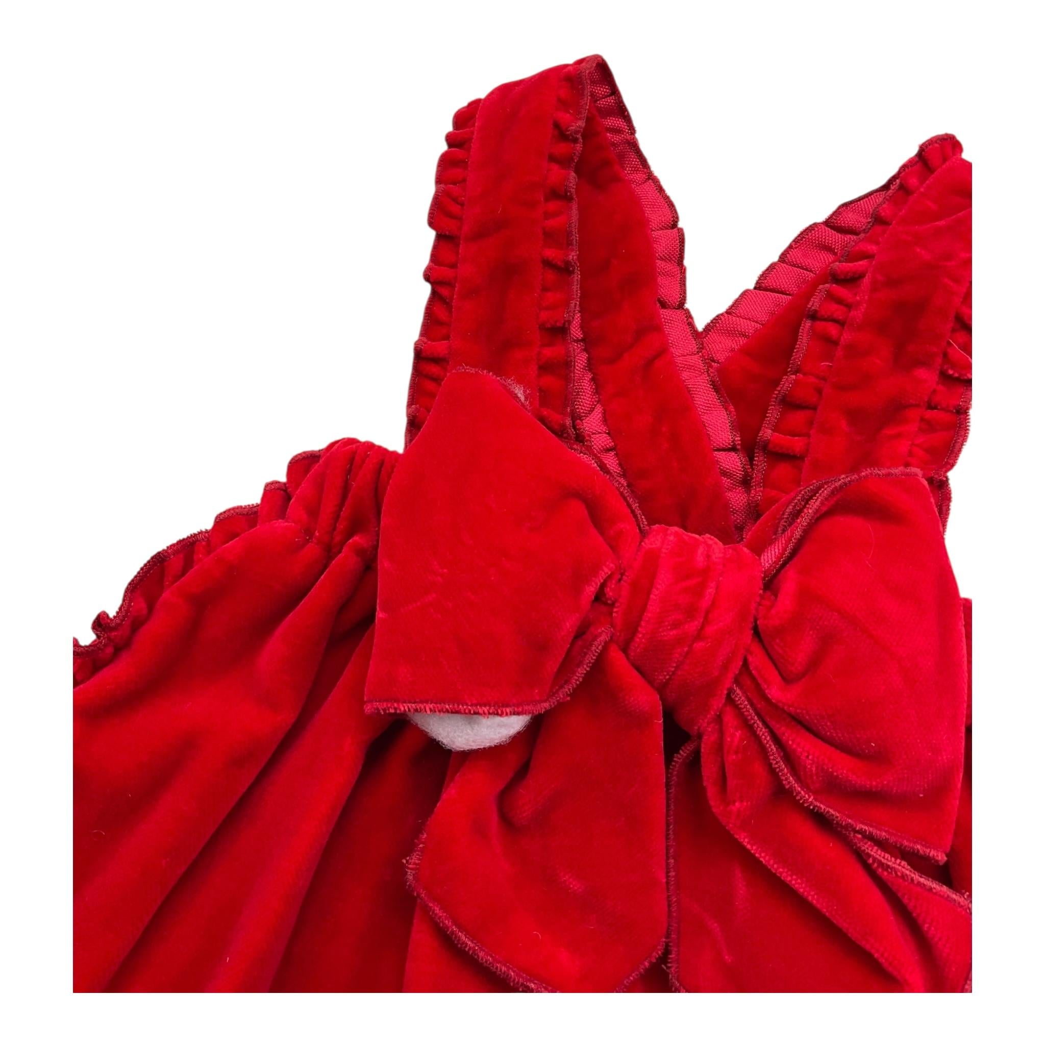 LA STUPENDERIA salopette tinta unita con fiocco Rosso per Neonata TBGN52X ROSSO LA STUPENDERIA