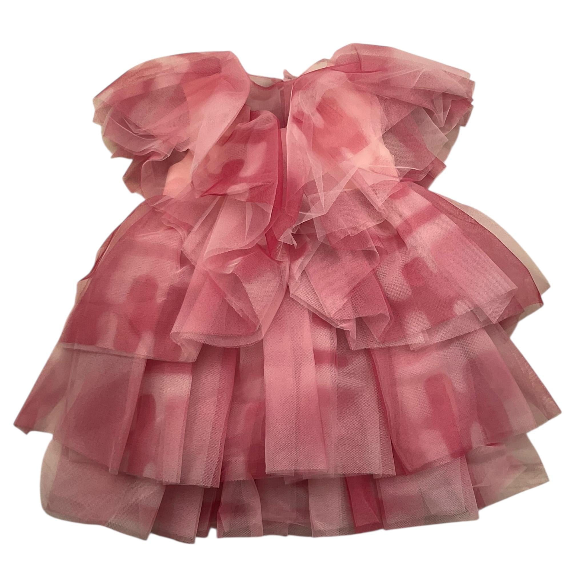 ELISABETTA FRANCHI abito mezza manica tinta unita con tulle Rosa per Neonata EGAB138 ROSA ELISABETTA FRANCHI