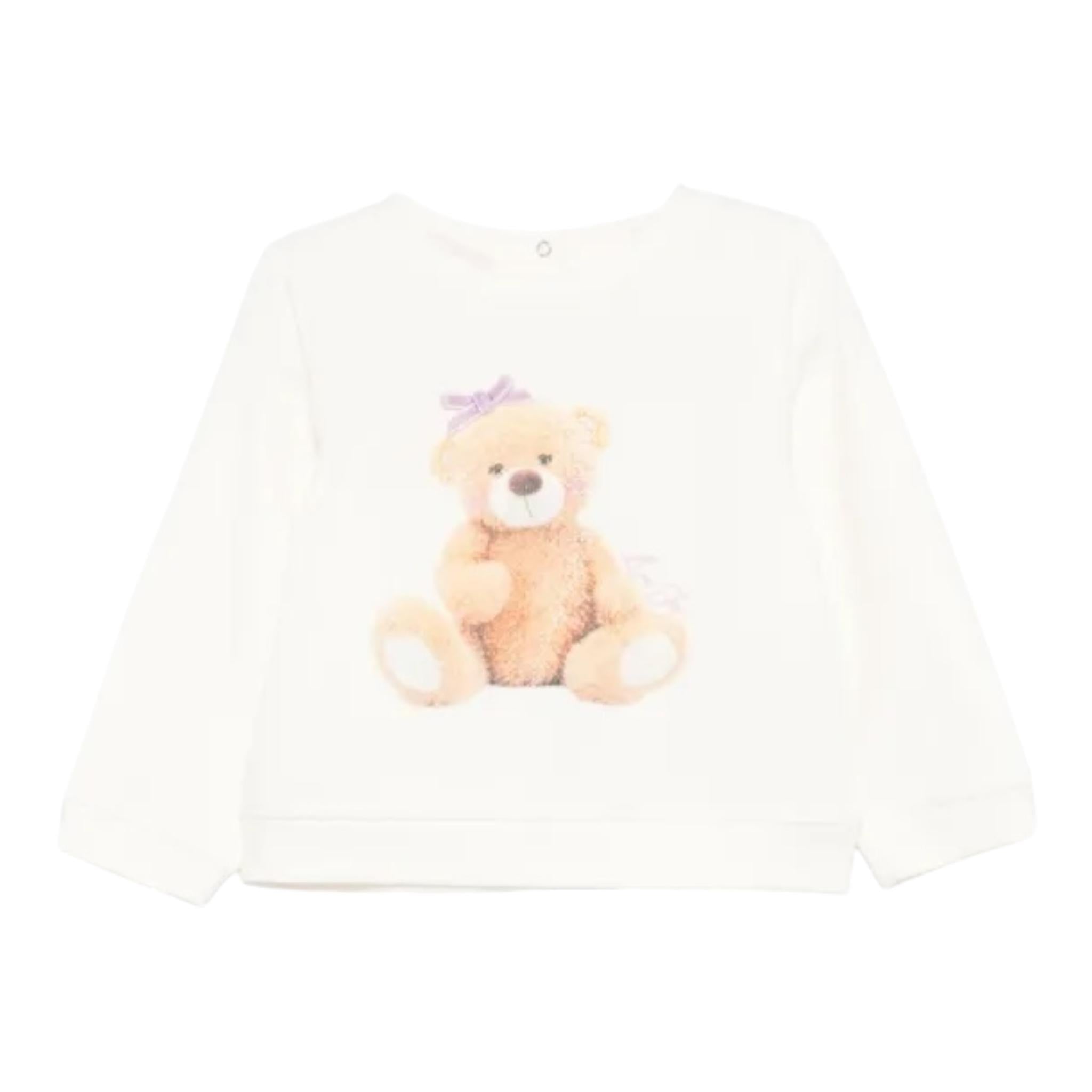 LIU JO felpa chiusa girocollo tinta unita con stampa orso Panna per Neonata HF4044 PANNA LIU JO