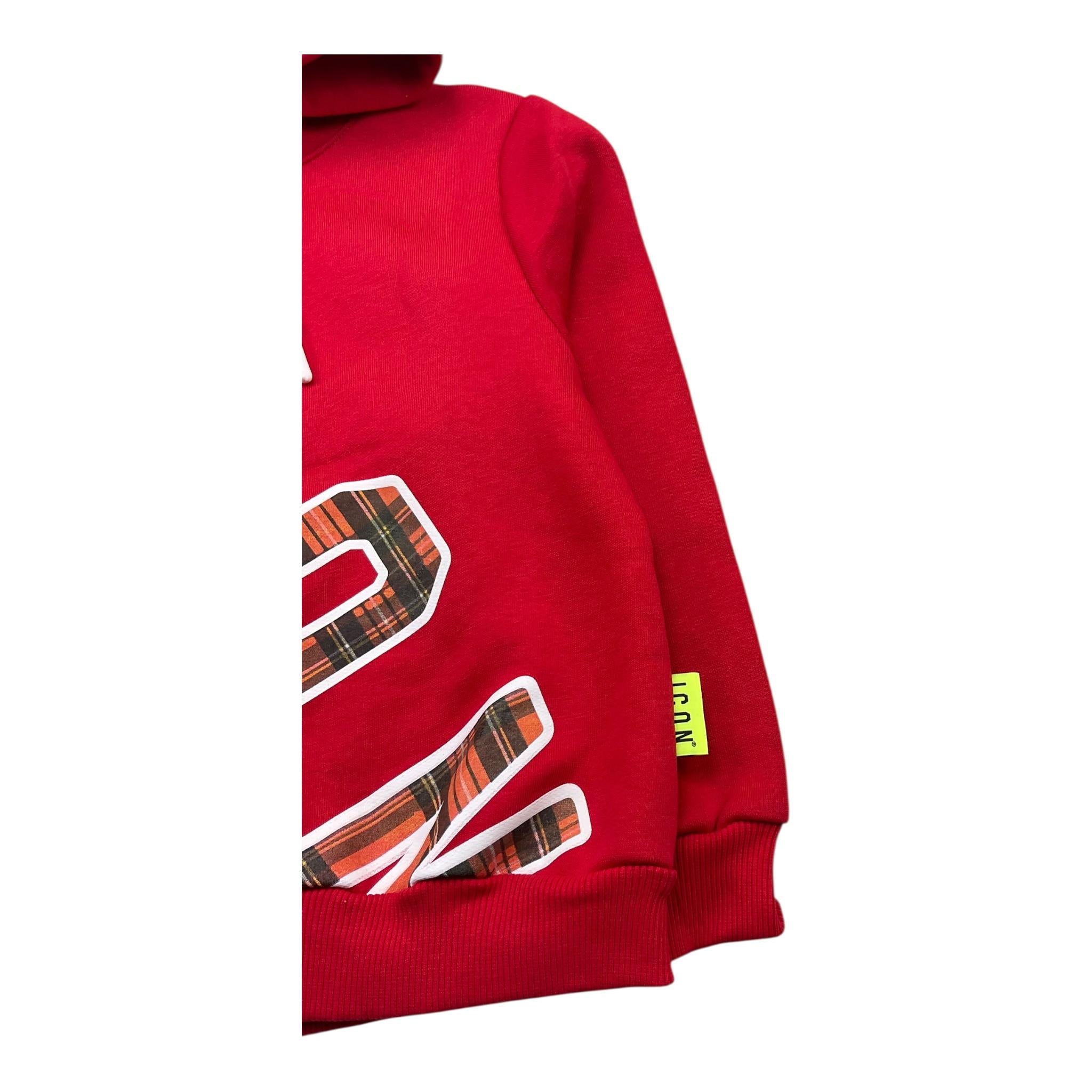 ICON felpa chiusa con cappuccio tinta unita con logo Rosso per Bambino IBSW00848 ROSSO ICON