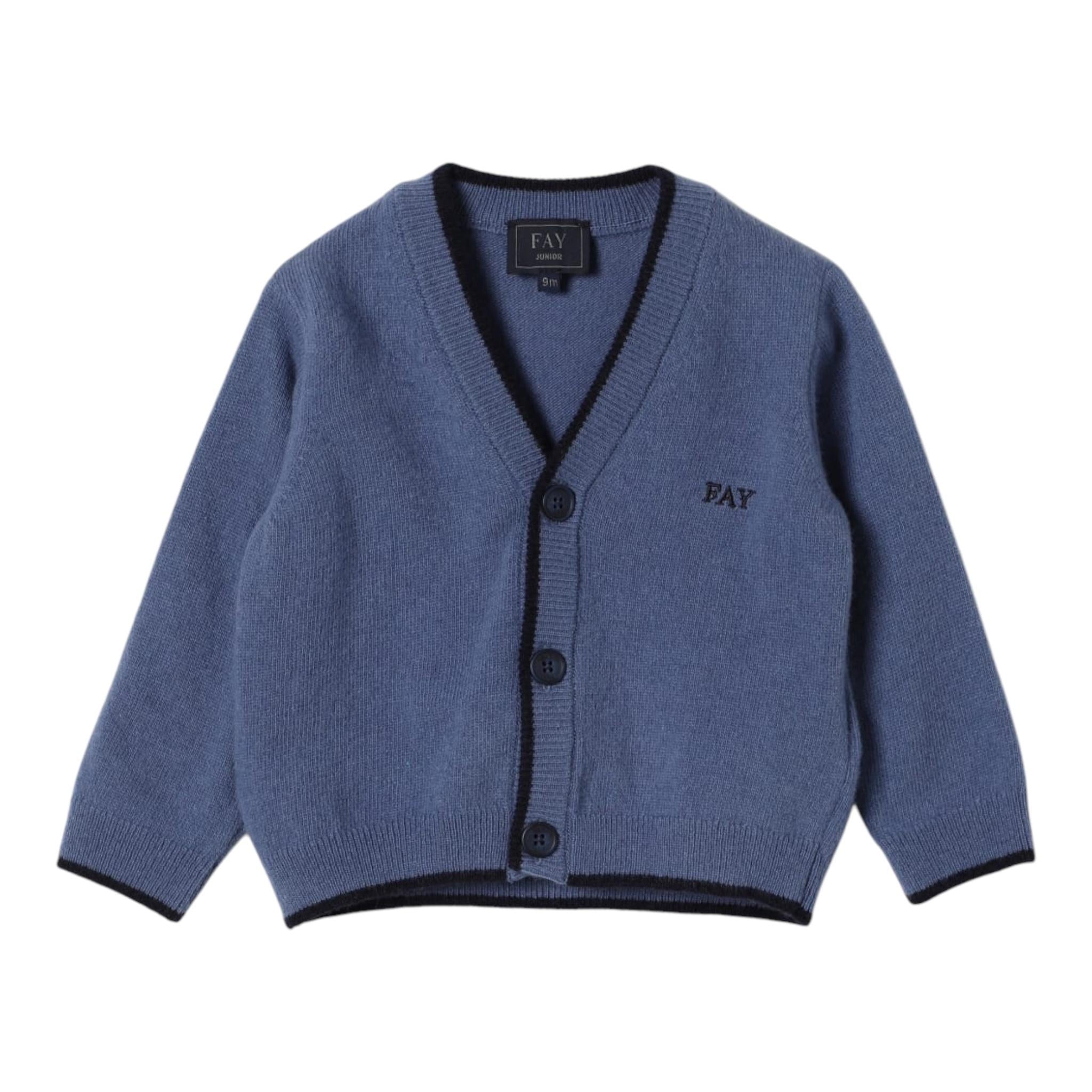 FAY cardigan tinta unita con logo Blu per Neonato FV9500 BLU FAY