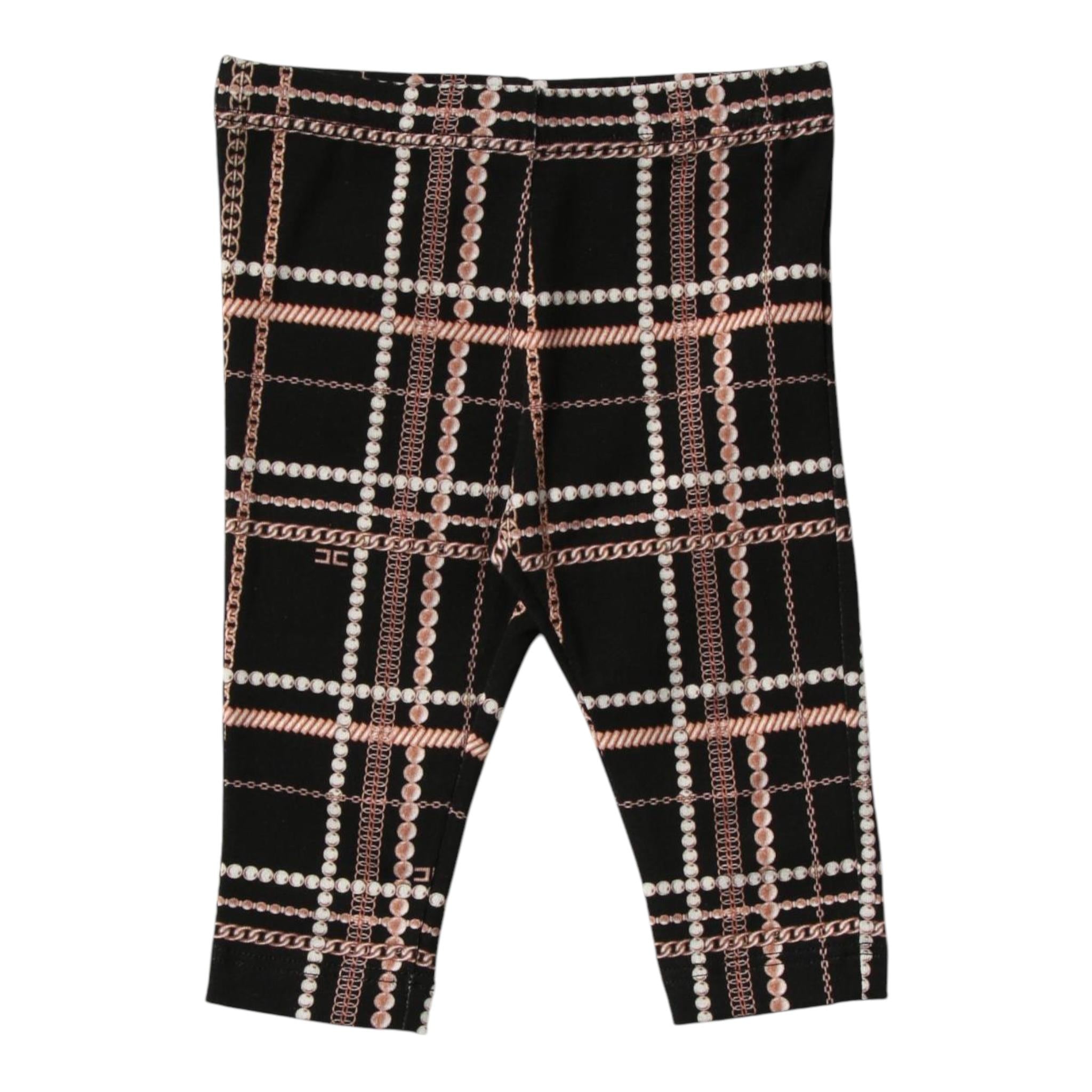 ELISABETTA FRANCHI leggins tinta unita con stampa Nero per Neonata EGPA35 NERO ELISABETTA FRANCHI