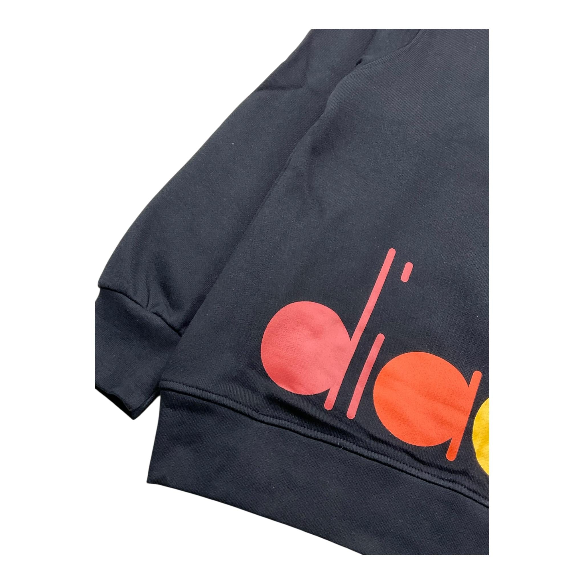 DIADORA felpa chiusa con cappuccio tinta unita con stampa in contrasto Nero per Bambino F4DIJBHS002 NERO DIADORA