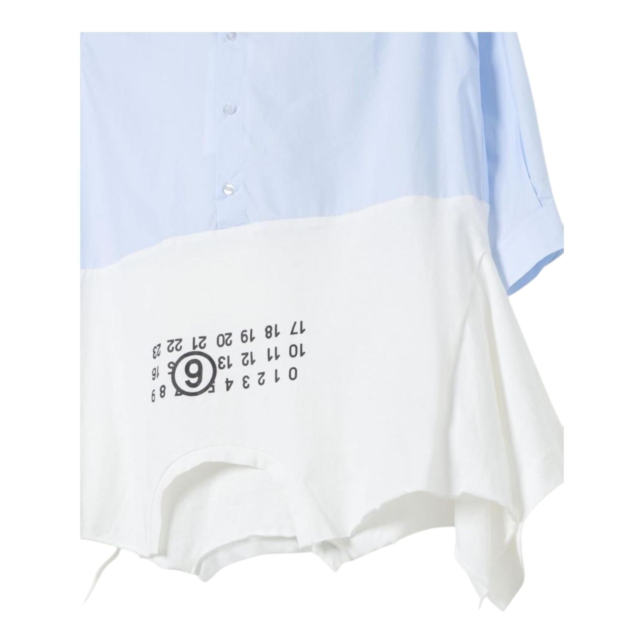 MAISON MARGIELA camicia biclore manica lunga Bianco/azzurro per Bambina M60640 BIANCO/AZZURRO MAISON MARGIELA