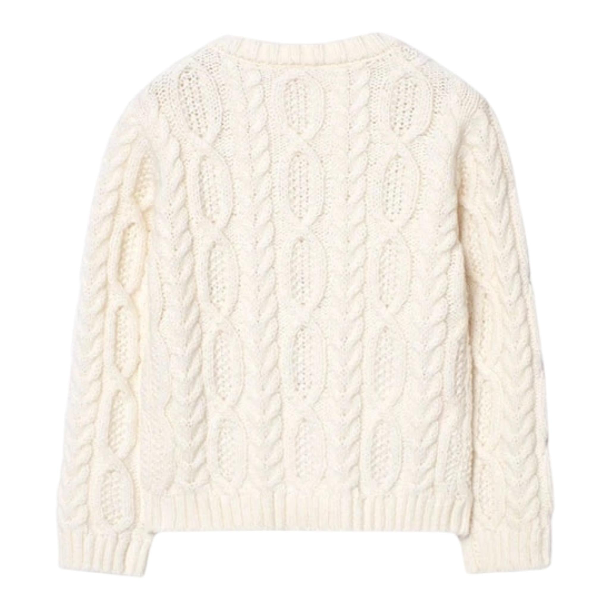 BOBOLI maglia girocollo tinta unita con ricami Panna per Bambina 239048 PANNA BOBOLI