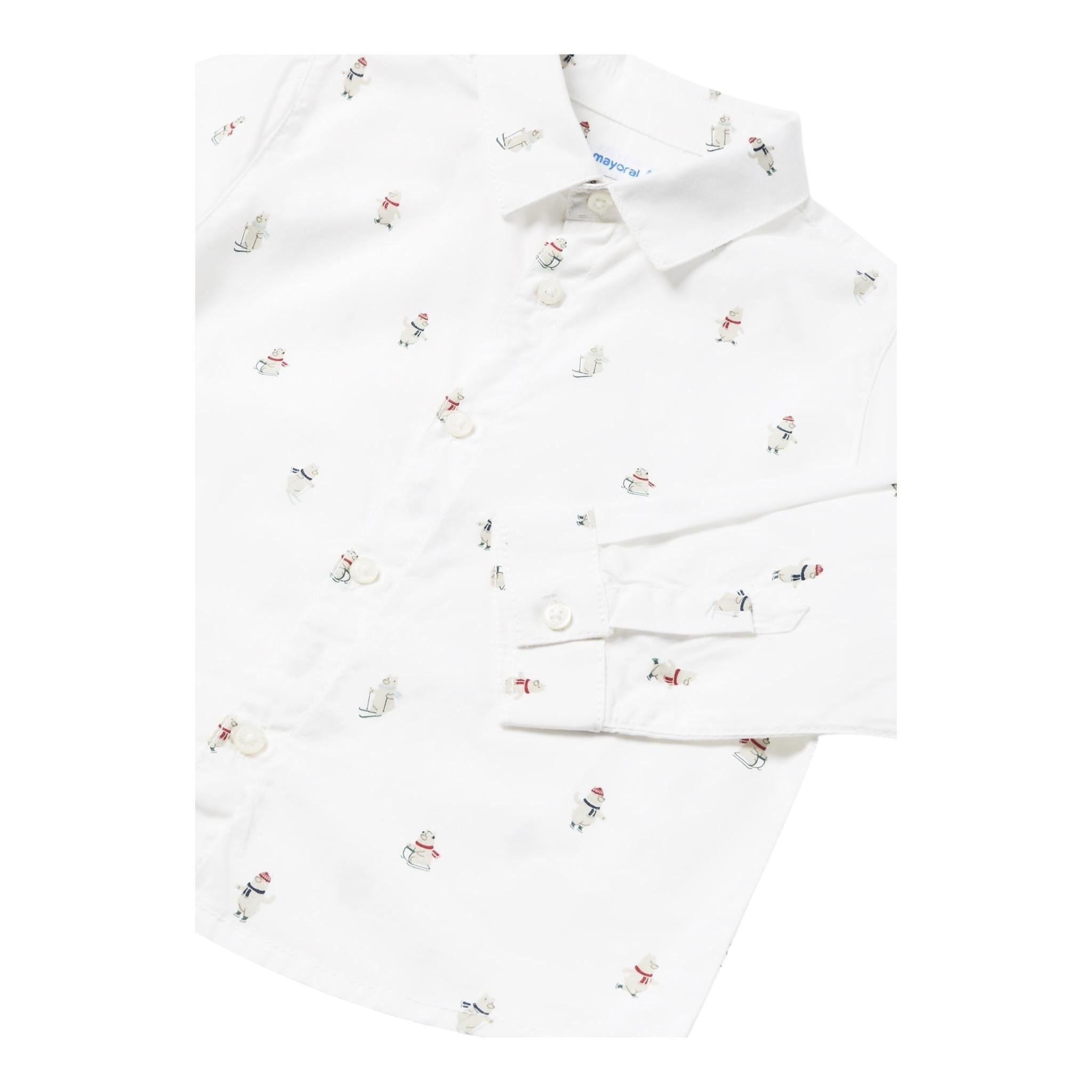 MAYORAL camicia manica lunga tinta unita con stampe orso Bianco per Neonato 2188N BIANCO MAYORAL