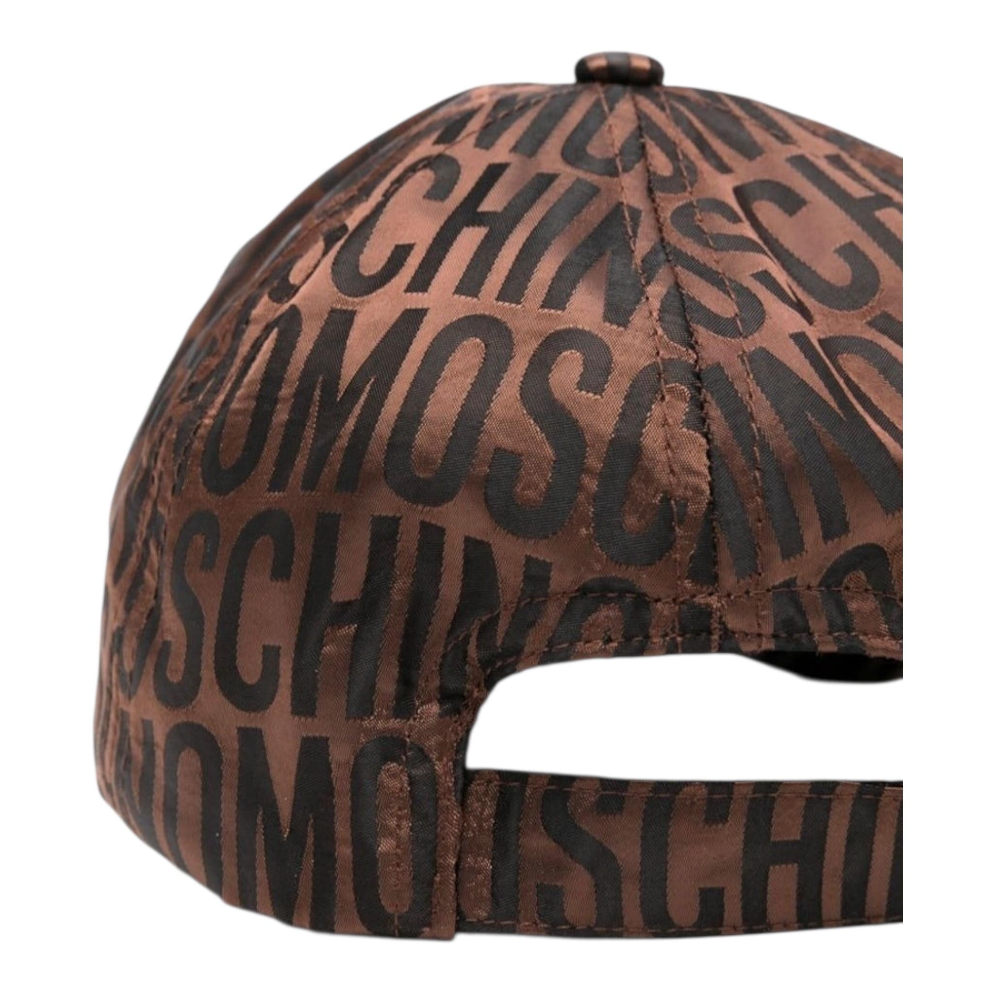 MOSCHINO berretto tinta unita con stampa logo Marrone per Neonato HTX01NX MARRONE MOSCHINO