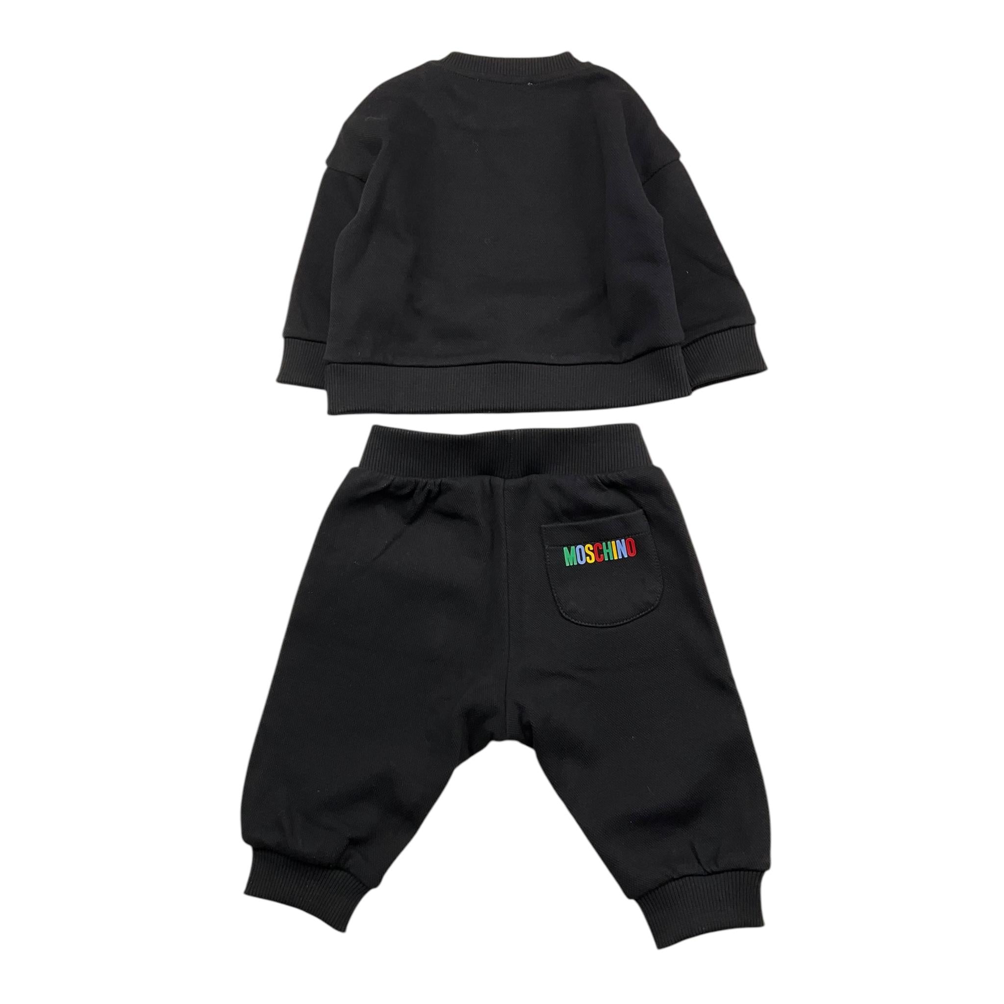 MOSCHINO completo 2pz tinta unita felpa-pantalone Nero per Neonato MUK05F NERO MOSCHINO