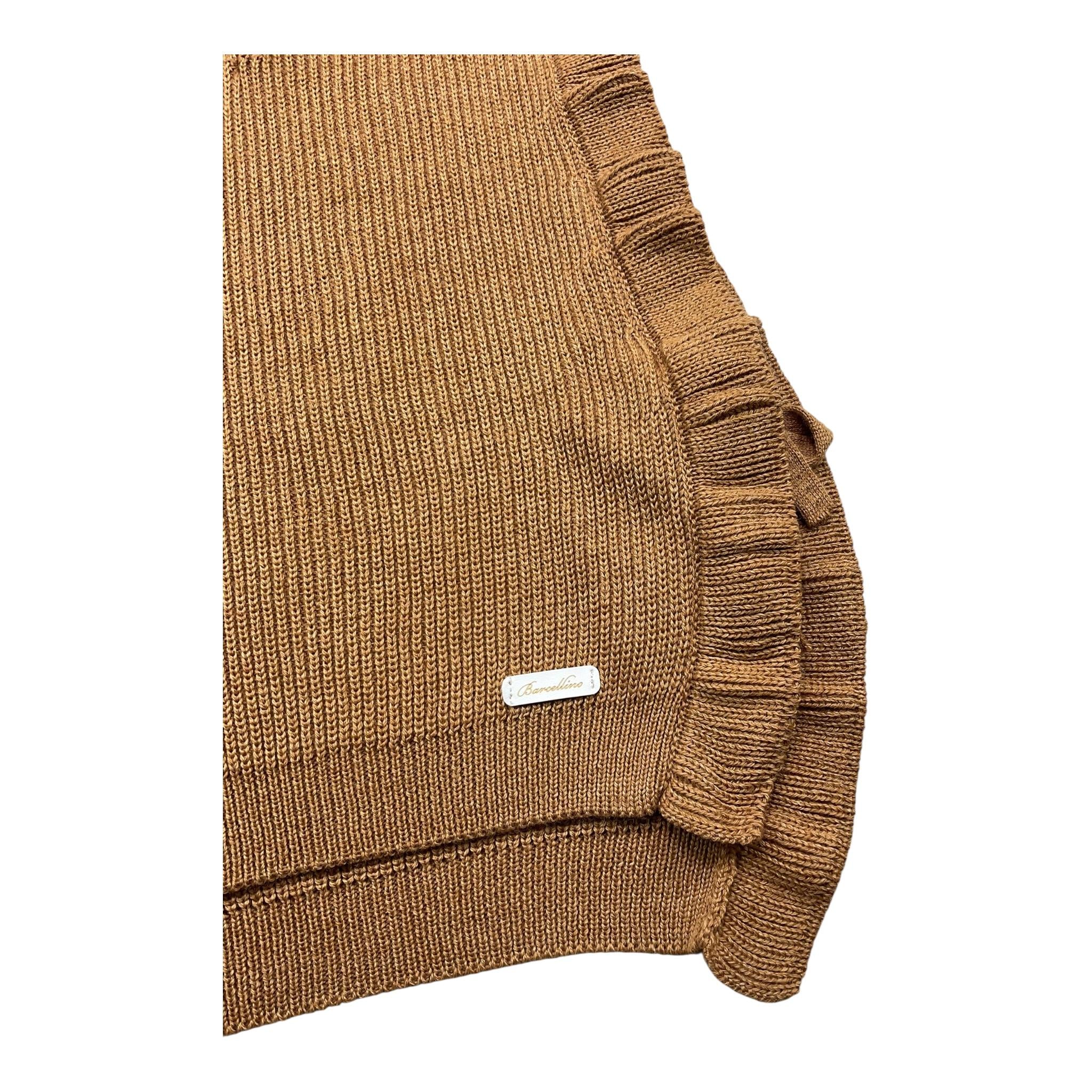 BARCELLINO gilet in filo tinta unita scollo a v Cammello per Bambina 115425J CAMMELLO BARCELLINO