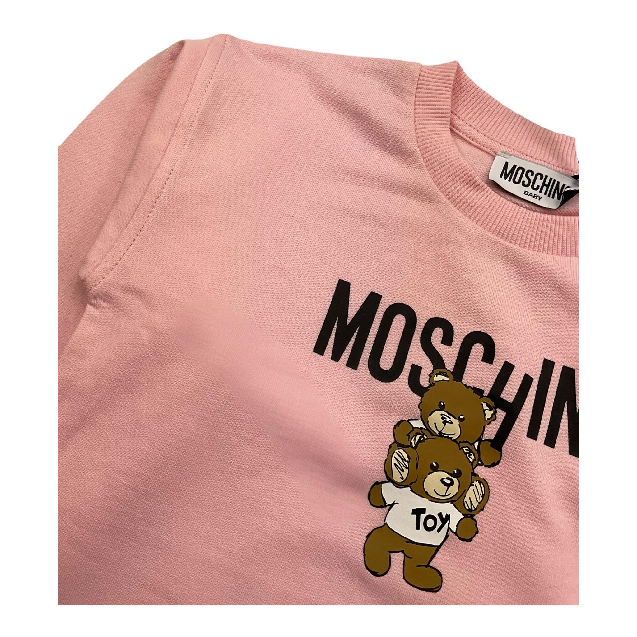 MOSCHINO abito felpa girocollo tinta unita con stampa Rosa per Neonata MDV0BNXXXX ROSA MOSCHINO