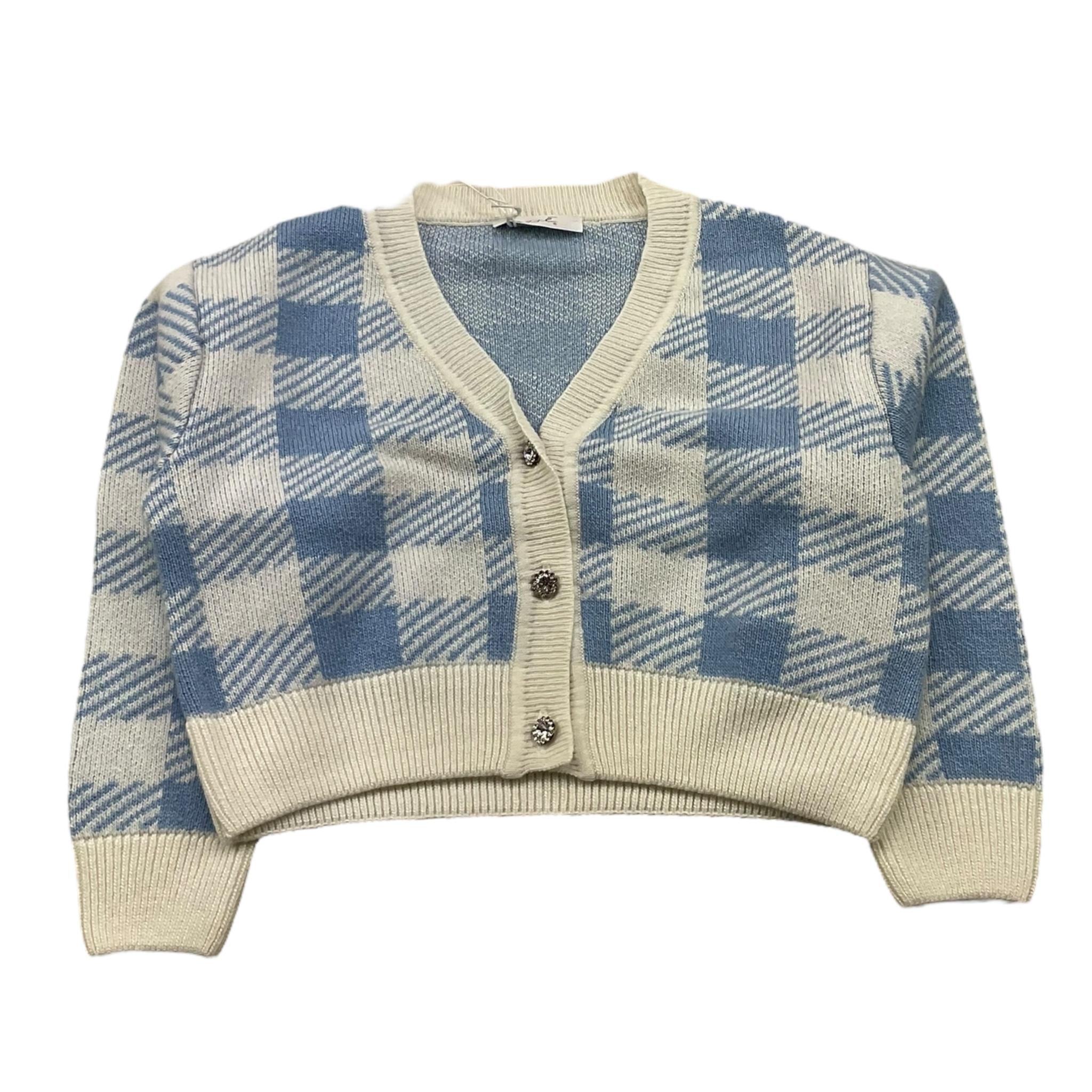 M+E' cardigan bicolore fantasia quadri Azzurro per Bambina UE0544 AZZURRO M+E'