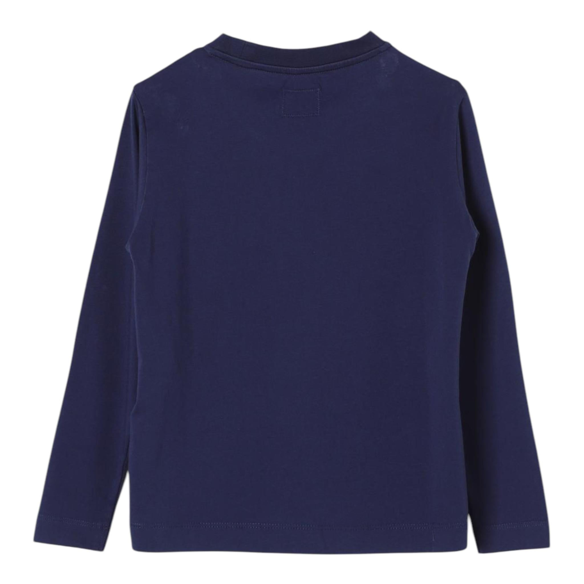 C.P. COMPANY shirt girocollo tint unita con logo Blu per Bambino CMO000 BLU C.P. COMPANY