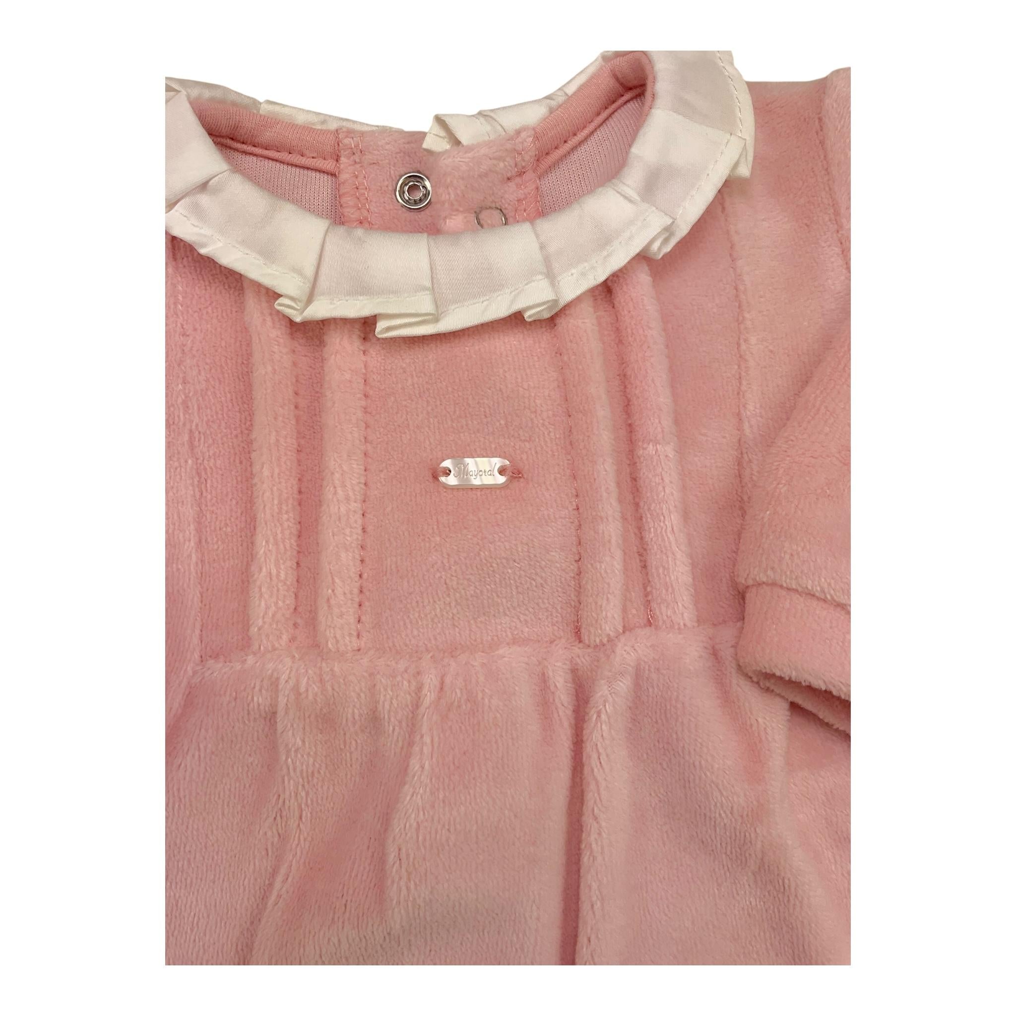 MAYORAL set tutine manica lunga tinta unita in ciniglia Rosa per Neonata 2776 ROSA MAYORAL