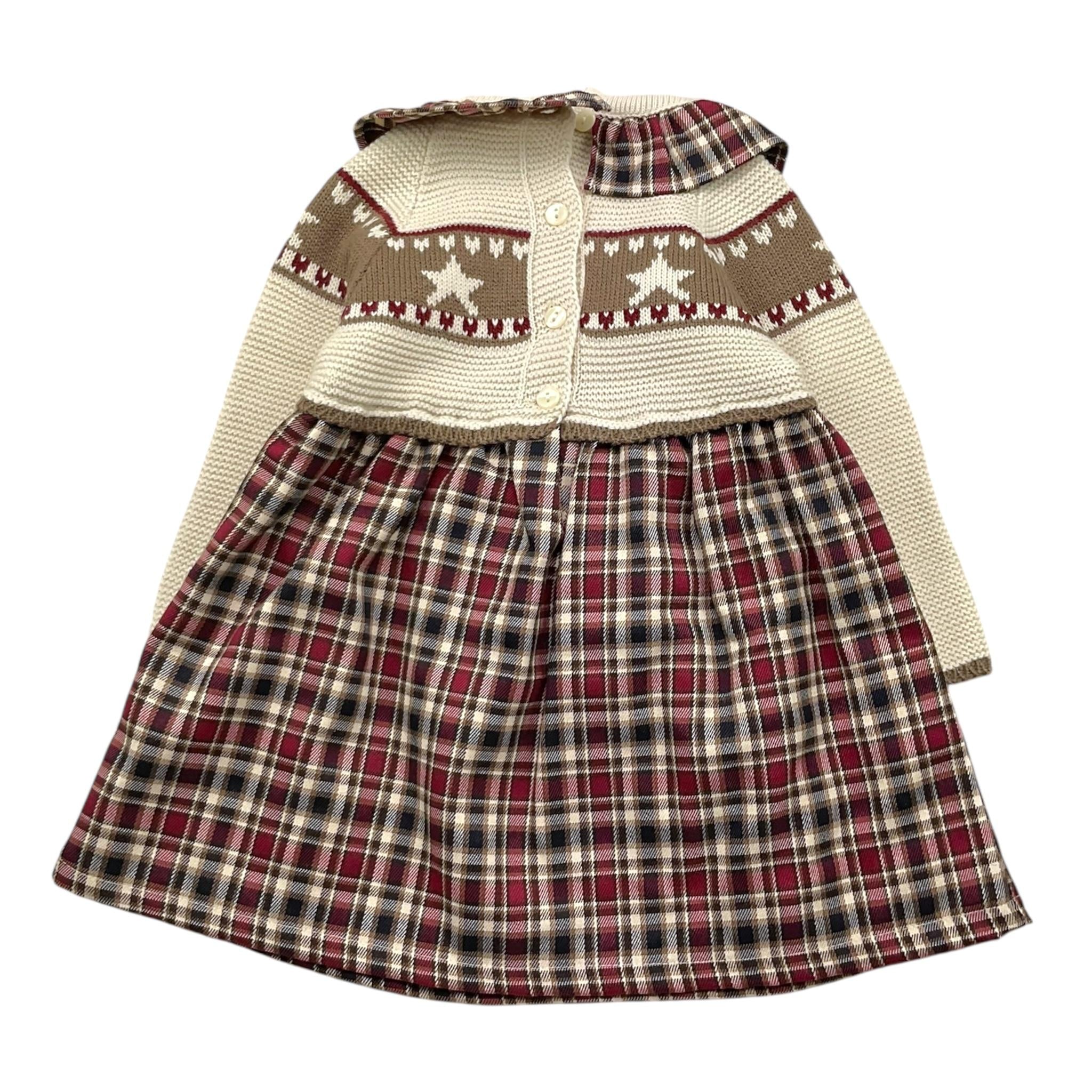 BABIDU set abito in maglia con fantasia a scacchi-cappello Beige per Neonata 91762 BEIGE BABIDU