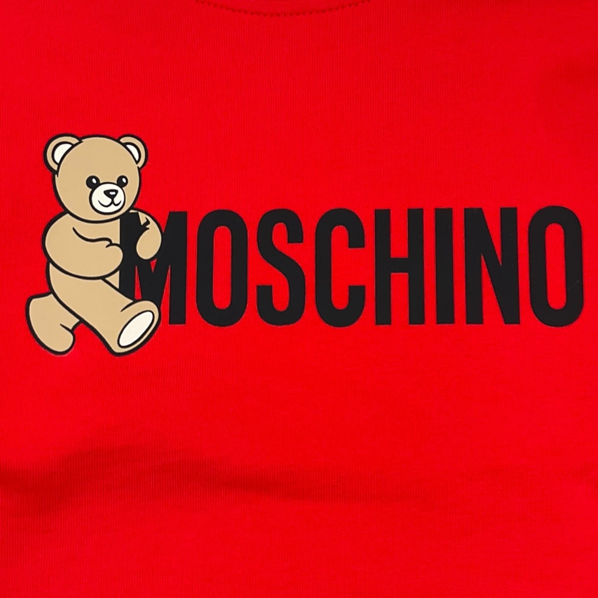 MOSCHINO abito tinta unita modello felpa con logo Rosso per Bambina HDV0GY ROSSO MOSCHINO