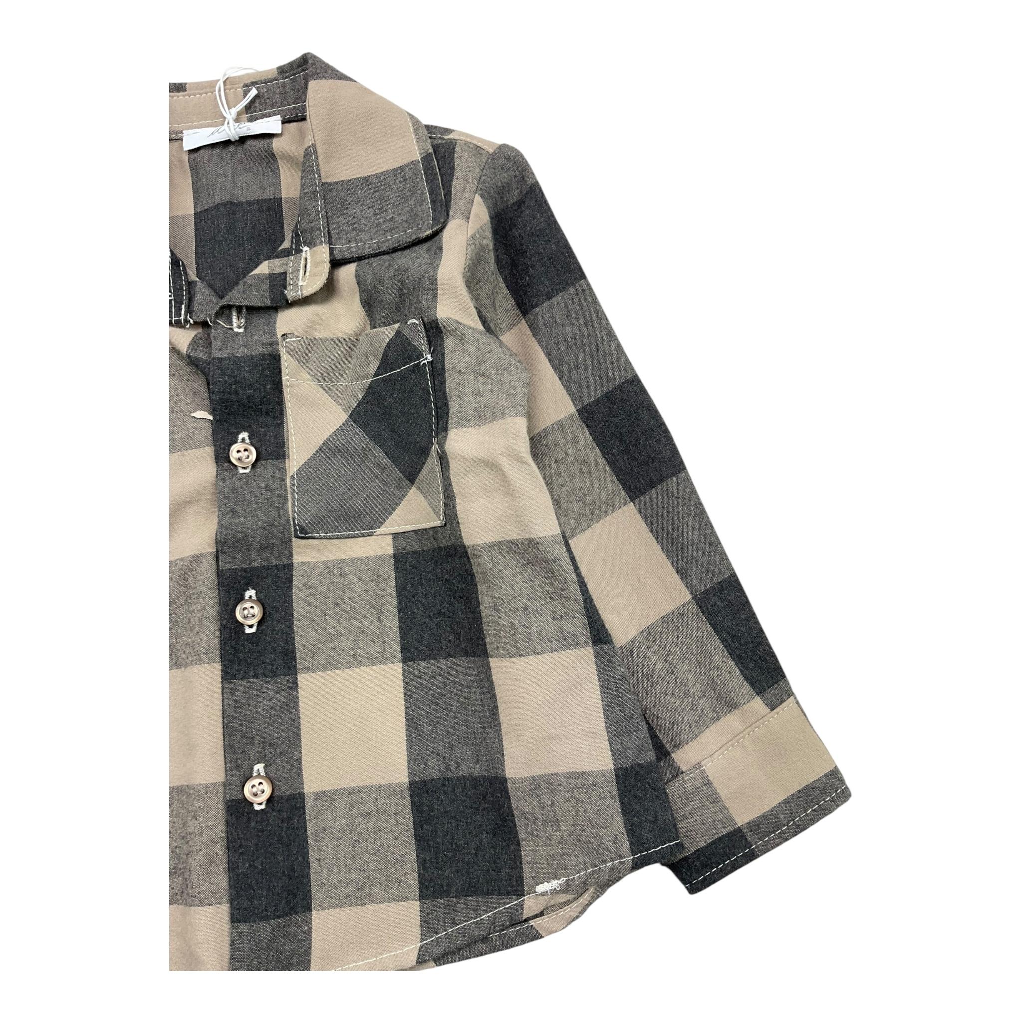 M+E' camicia bicolore fantasia a quadri Beige per Neonato UEM0171 BEIGE M+E'