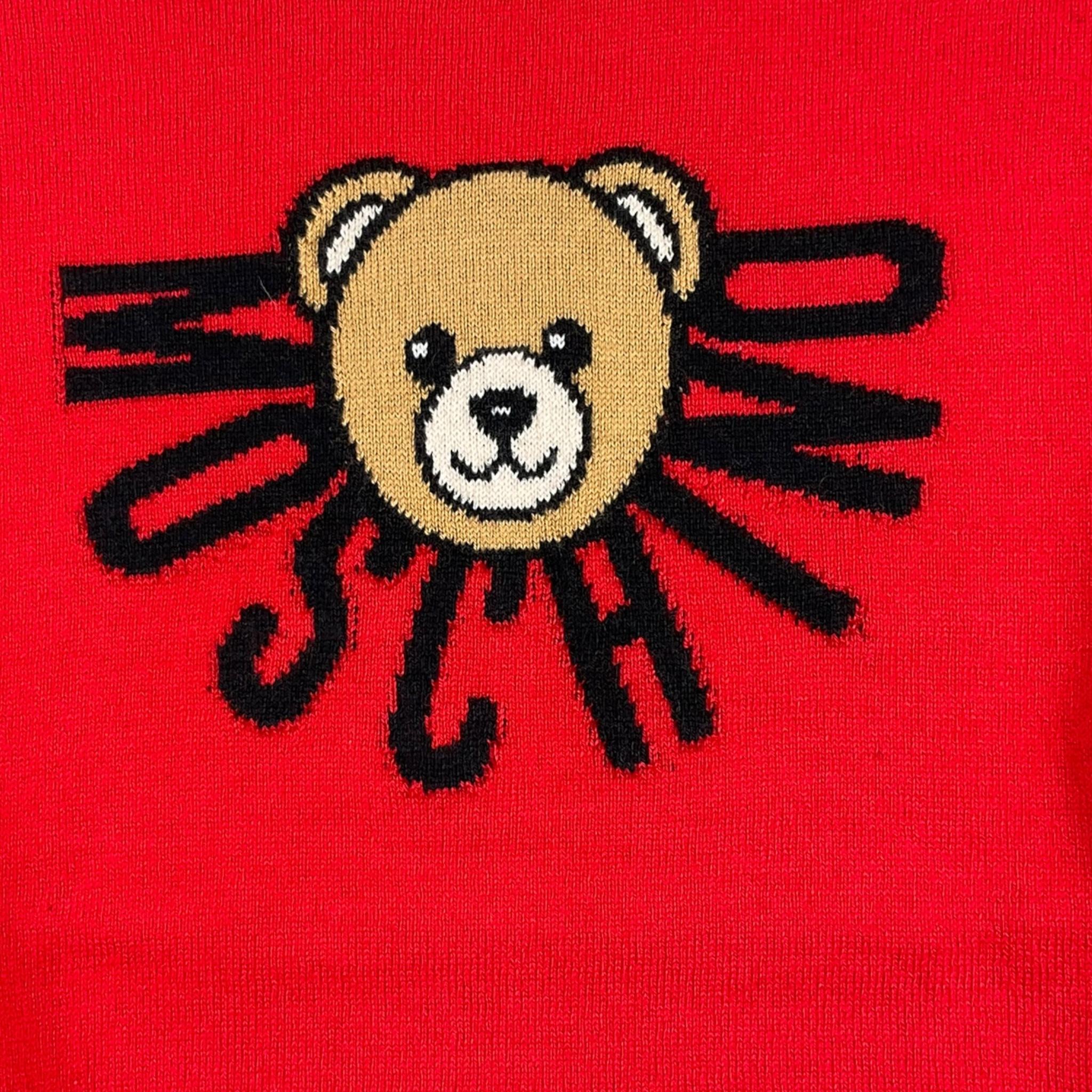 MOSCHINO maglia tinta unita girocollo con stampa Rosso per Bambino HUW01A ROSSO MOSCHINO