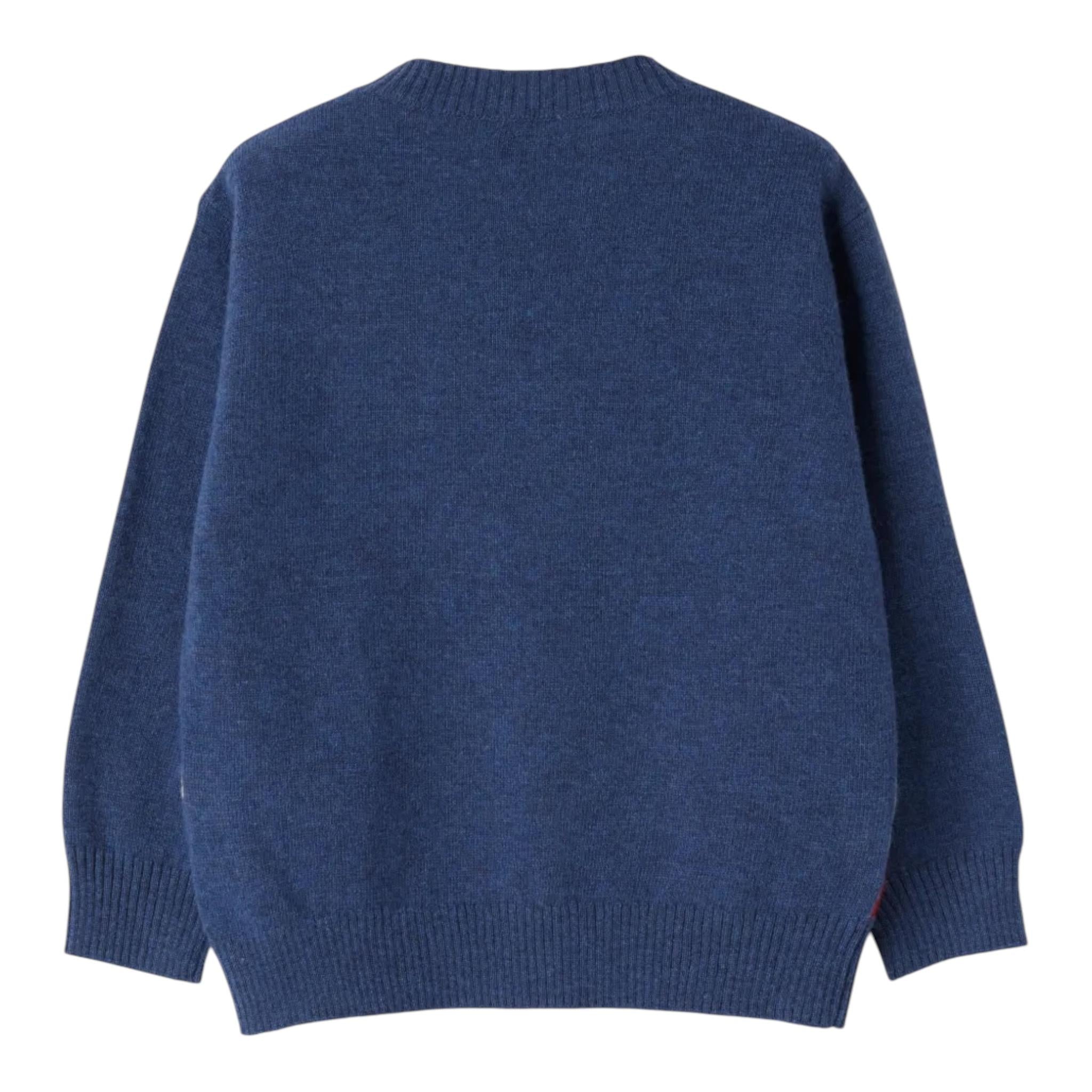 IL GUFO maglia girocollo tinta unita con stampa Blu per Bambino A24MA464EM220 BLU IL GUFO