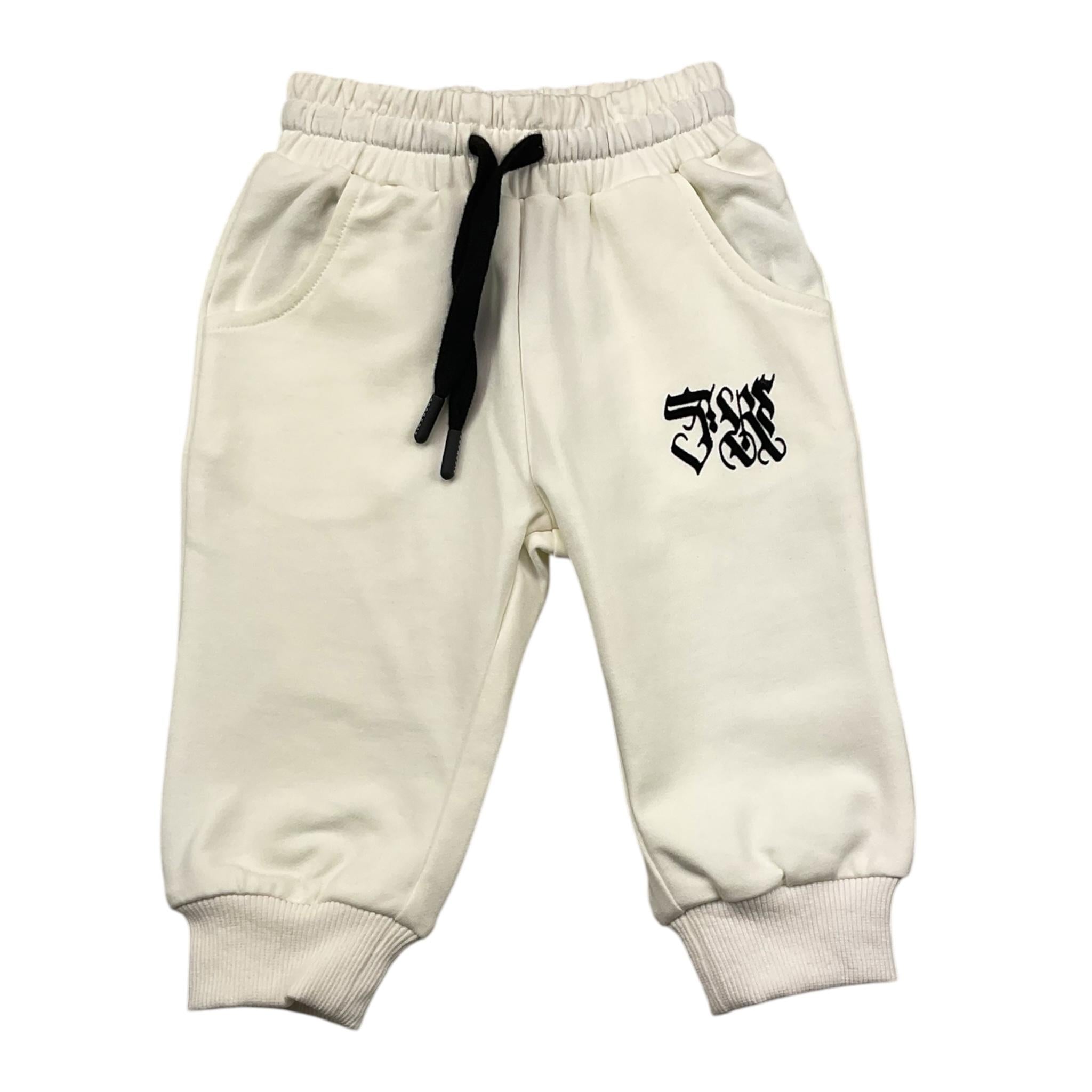 JOHN RICHMOND pantalone tuta tinta unita con stampa in contrasto Panna per Neonato RIA25107PA PANNA JOHN RICHMOND