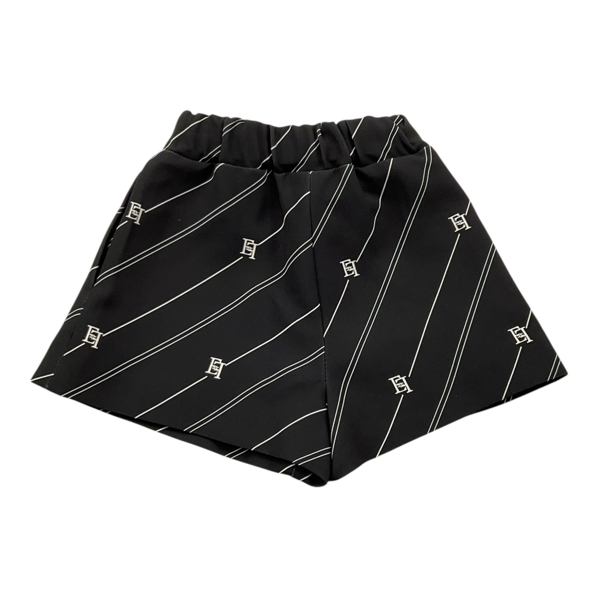 ELISABETTA FRANCHI short tinta unita con stampa logo Nero per Neonata EGBE020 NERO ELISABETTA FRANCHI