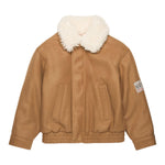 N°21 montone tinta unita con collo pelliccia Beige per Bambino N21981 BEIGE N°21