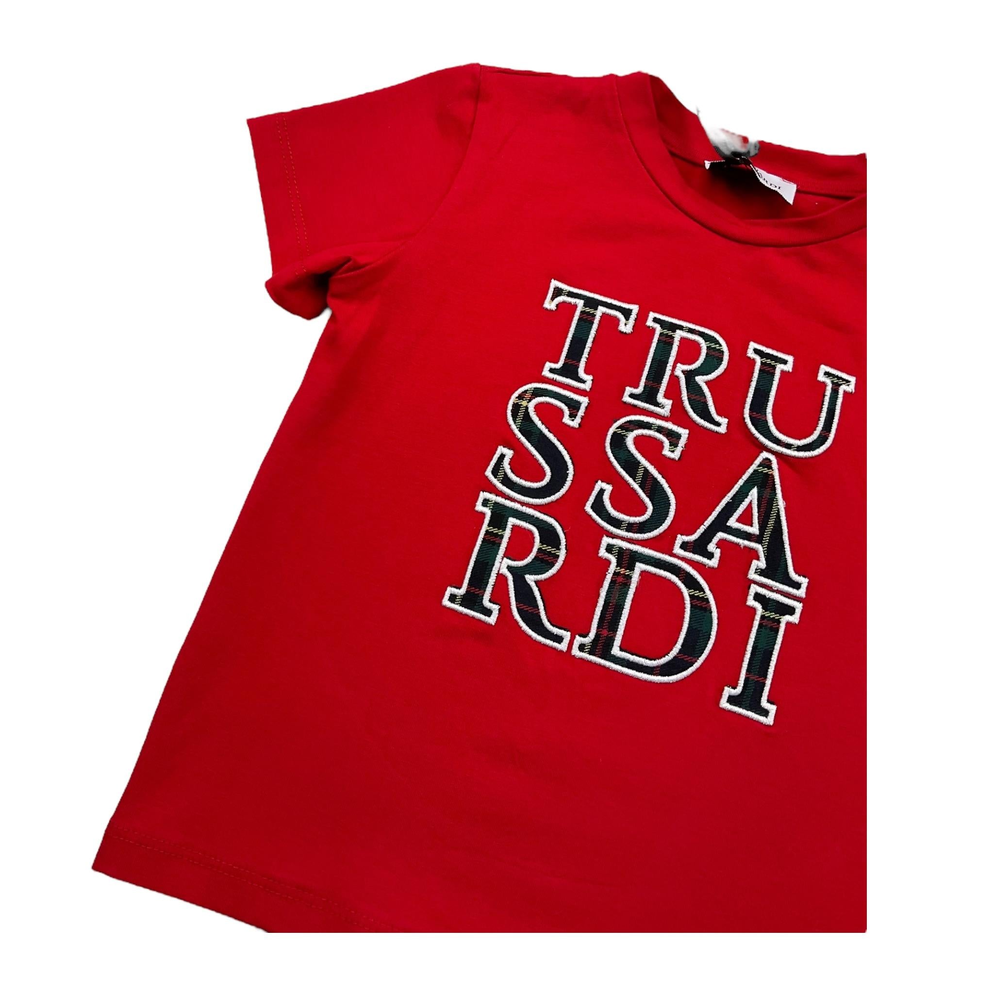 TRUSSARDI t-shirt girocollo tinta unita stampa logo Rosso per Bambino TGA25052TS ROSSO TRUSSARDI