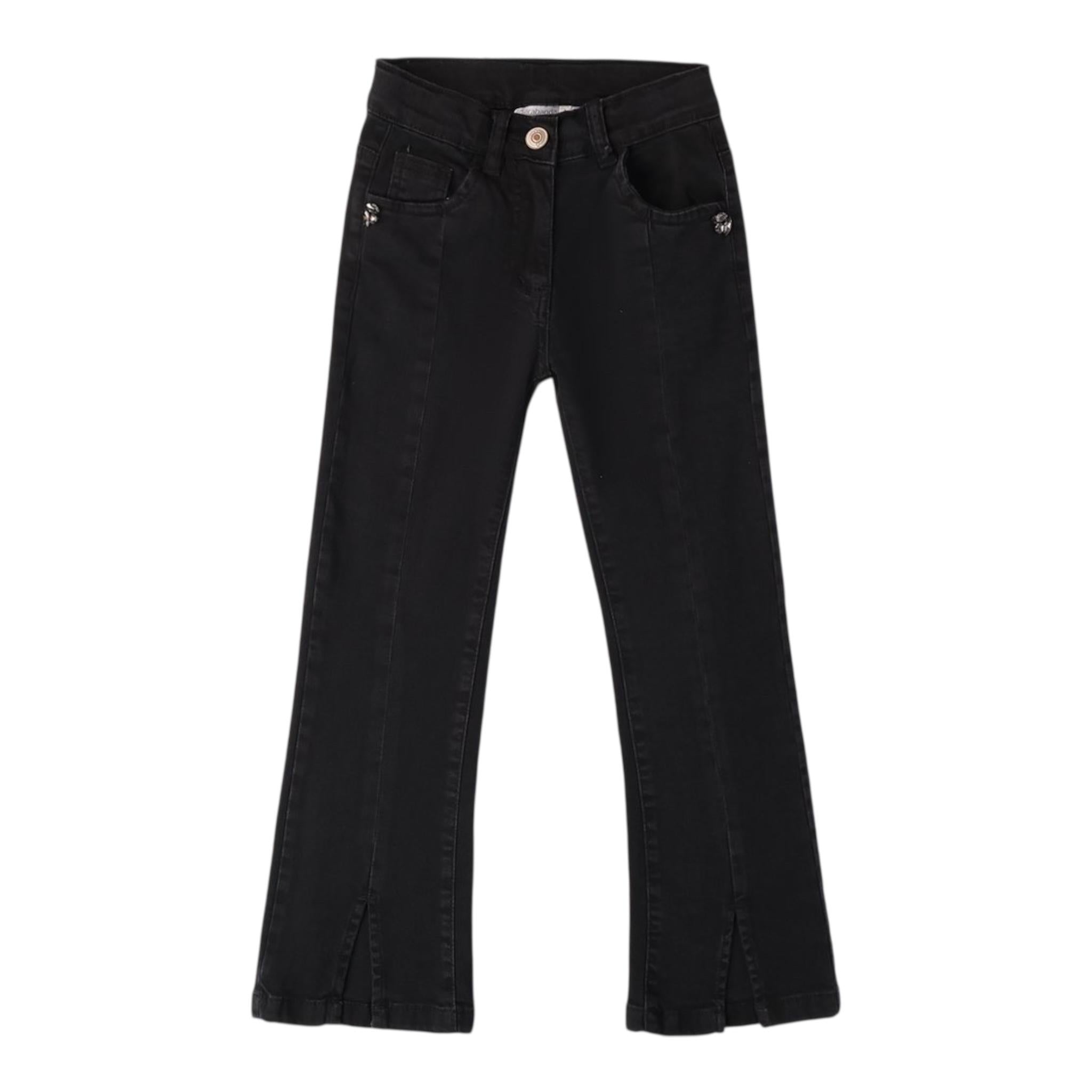 SARABANDA jeans tinta unita con girovita regolabile Nero per Bambina 0A735 NERO SARABANDA