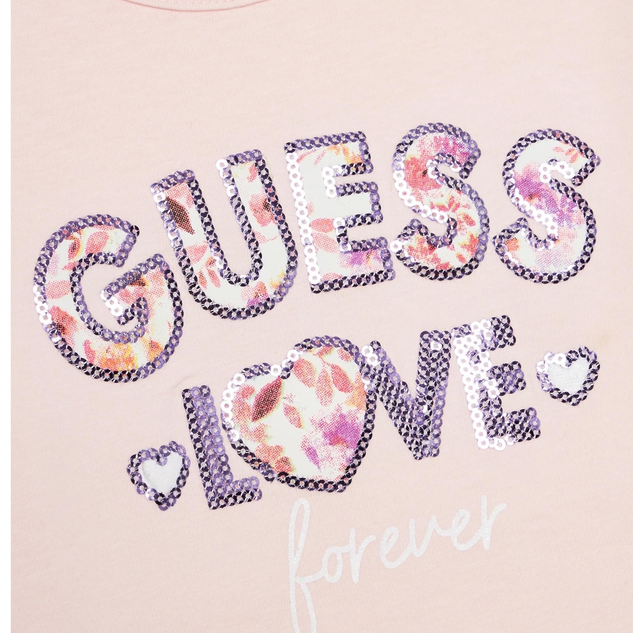 GUESS shirt girocollo tinta unita con paillettes Rosa per Neonata K4BI16J1314 ROSA GUESS