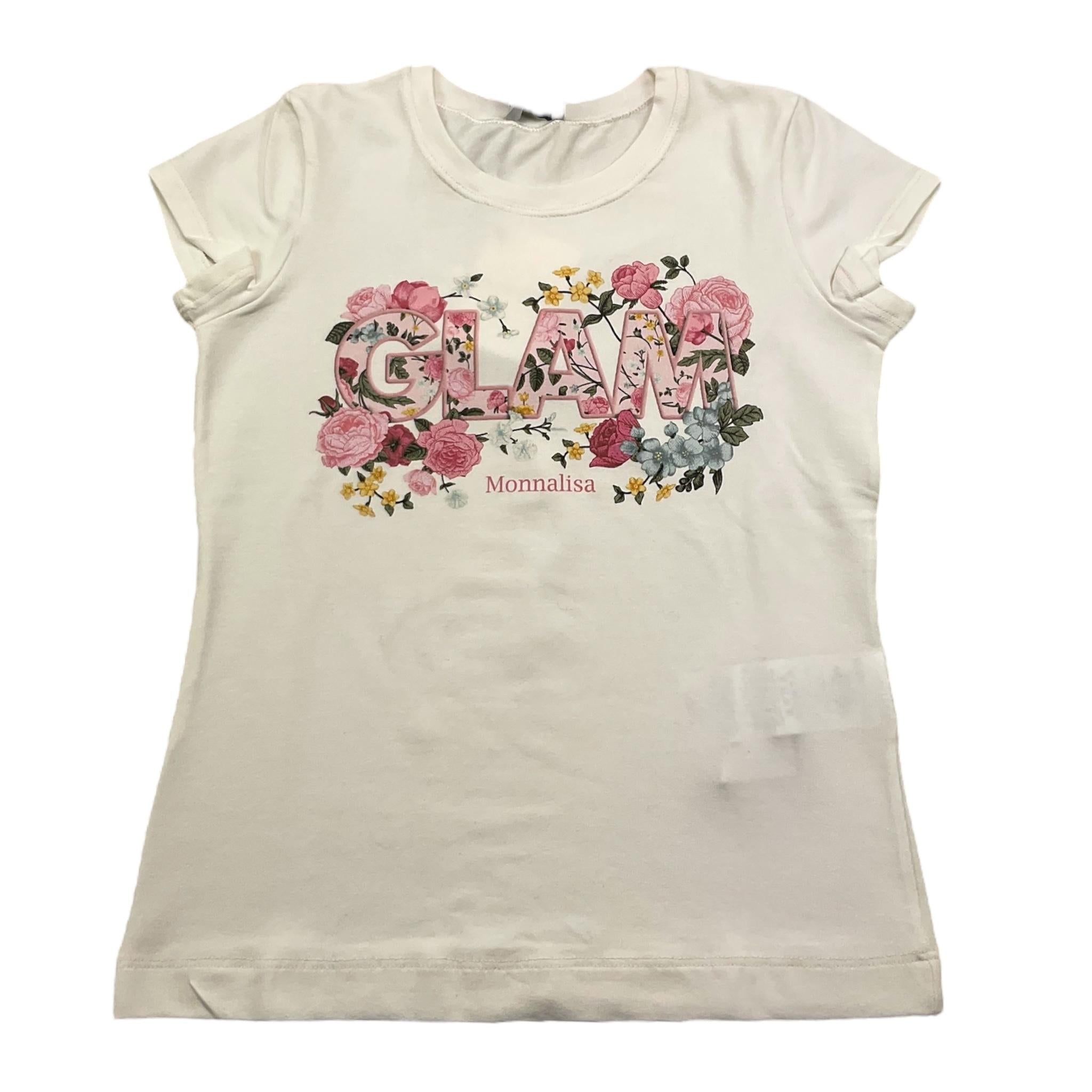 MONNALISA t-shirt girocollo tinta unita con stampa floreale Panna per Bambina 114602SD PANNA MONNALISA