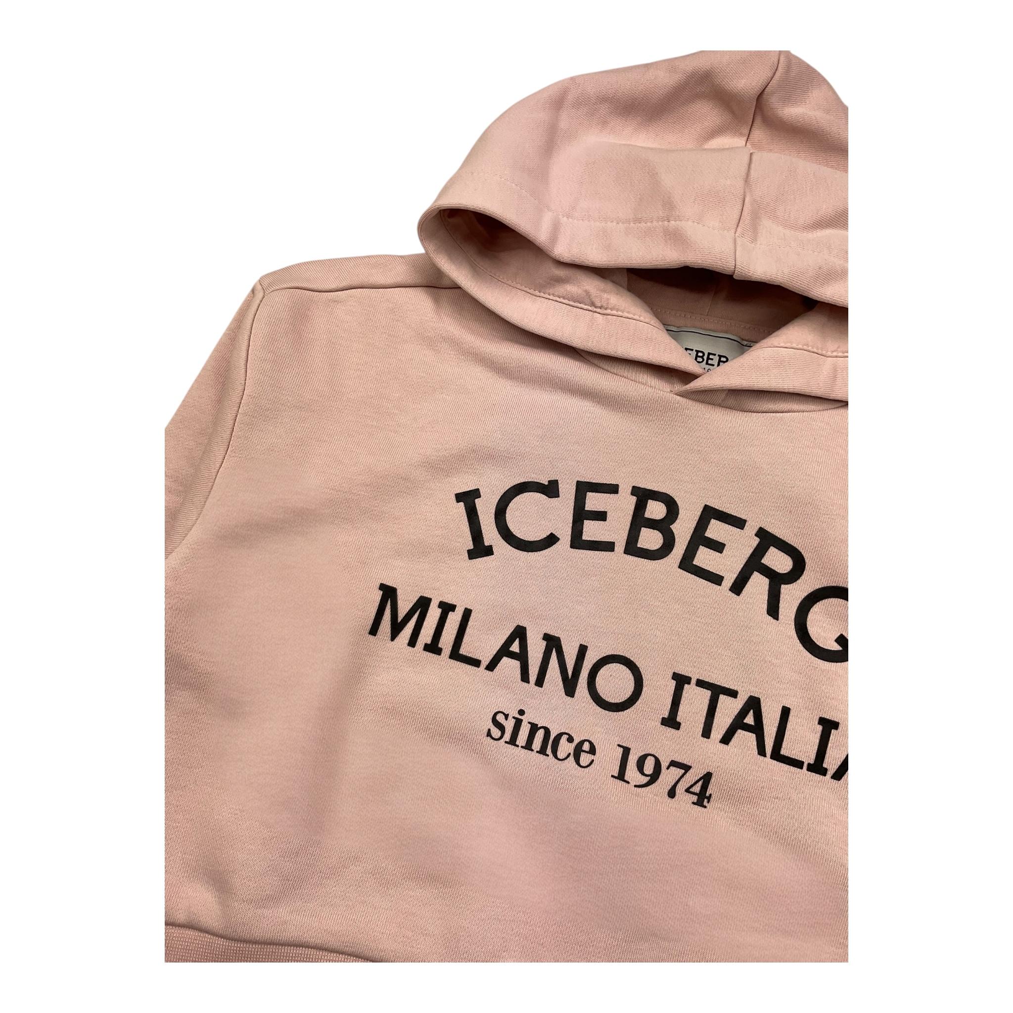 ICEBERG felpa chiusa con cappuccio tinta unita con stampa logo Rosa per Bambina MFICE5336J ROSA ICEBERG