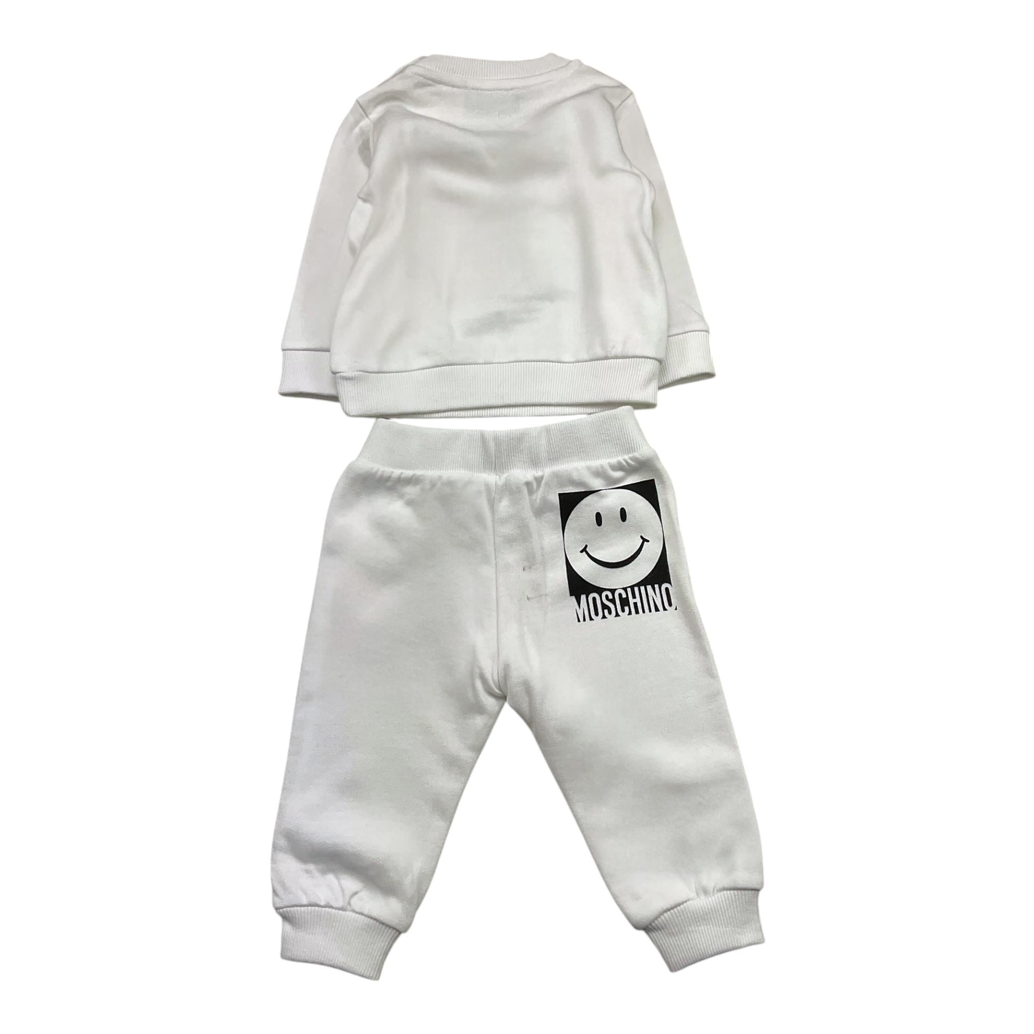 MOSCHINO completo 2pz tinta unita felpa-pantalone Bianco per Neonato MNK05E BIANCO MOSCHINO