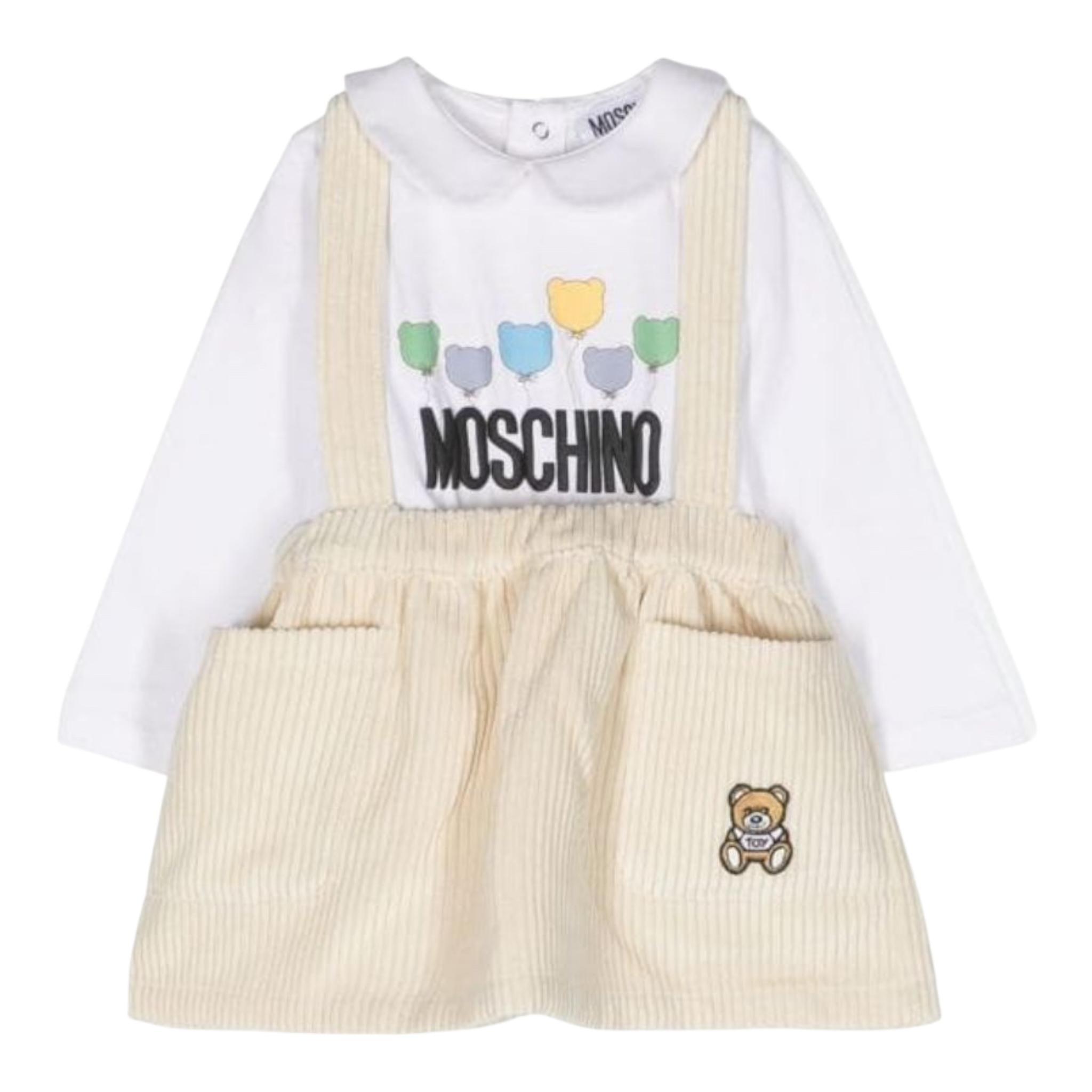 MOSCHINO completo 2 pezzi shirt-gonna con bretele Bianco/beige per Neonata MAK02C BIANCO/BEIGE MOSCHINO