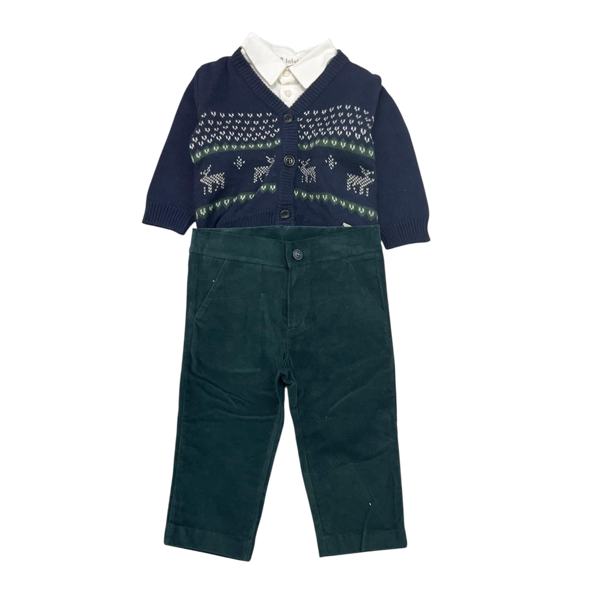 LALALU' completo 3 pezzi cardigan-camicia-pantalone Blu per Bambino CTL012NX BLU LALALU'