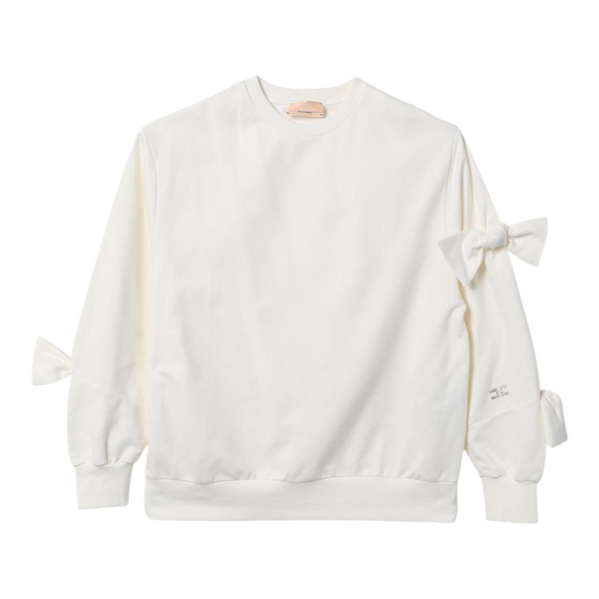 ELISABETTA FRANCHI felpa chiusa girocollo tinta unita con fiocchi Panna per Bambina EFFE136 PANNA ELISABETTA FRANCHI