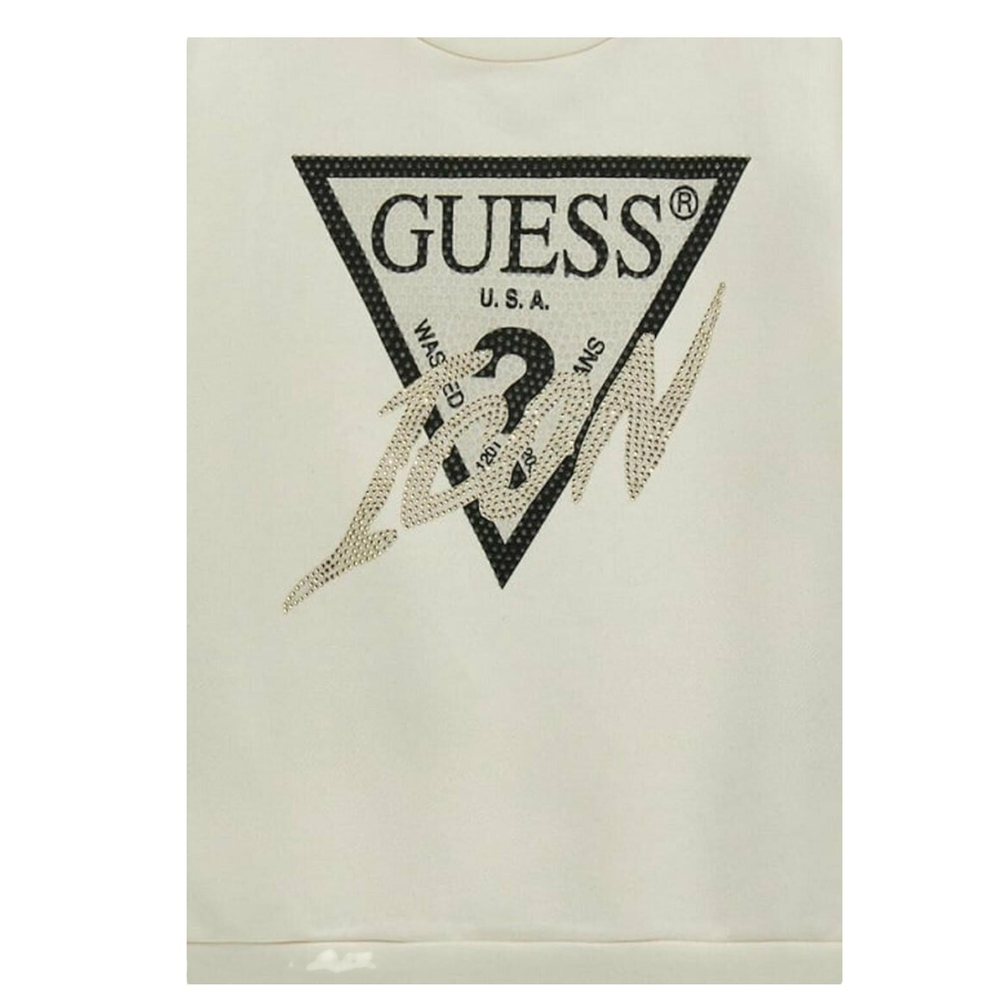 GUESS felpa chiusa girocollo tinta unita con stampa logo Panna per Bambina J4BQ04KAV34 PANNA GUESS