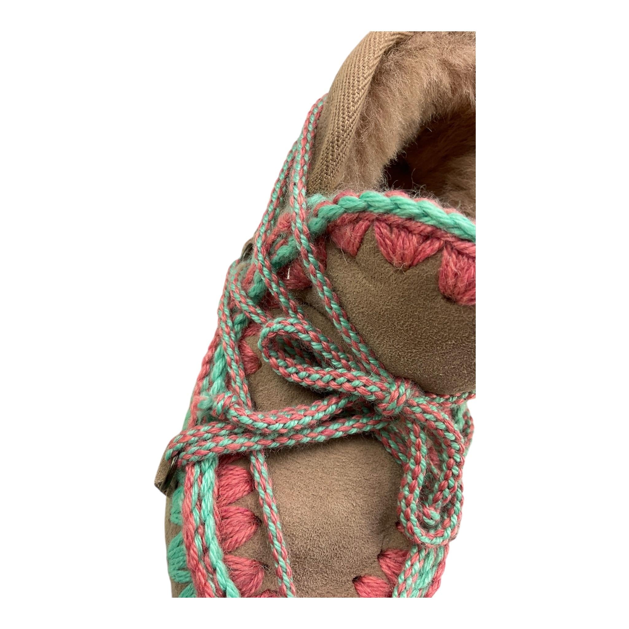MOU stivali tinta unita con ricami e lacci Beige per Bambina MUFK111020A BEIGE MOU