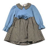 AMBARABA' abito manica lunga bicolore  Azzurro per Bambina FF38025 AZZURRO AMBARABA'